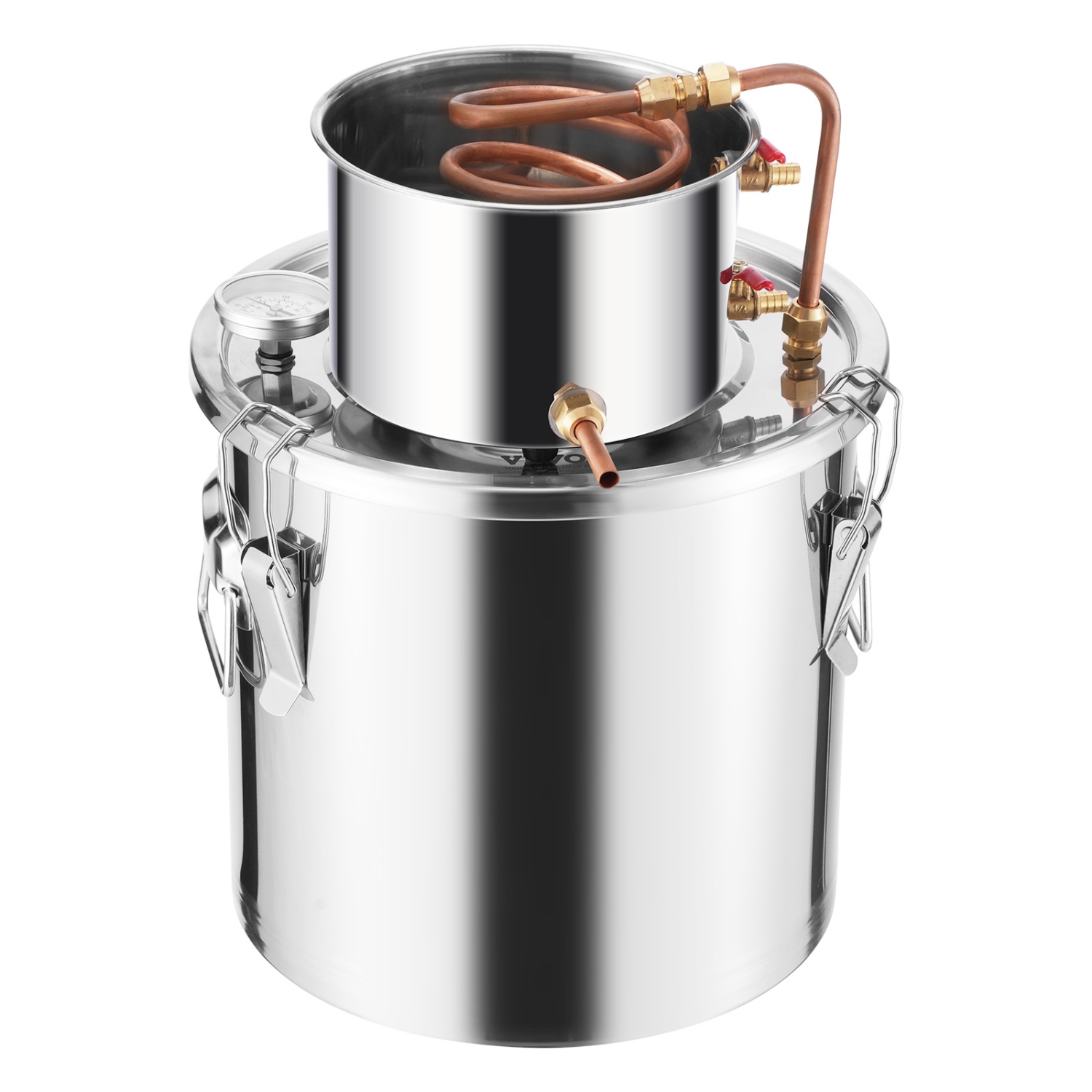VEVOR 5 gal/19&nbsp;L Alcohol still, distillant d'alcool d'eau en acier inoxydable avec bobine en cuivre, Kit de fermentation de brassage à domicile