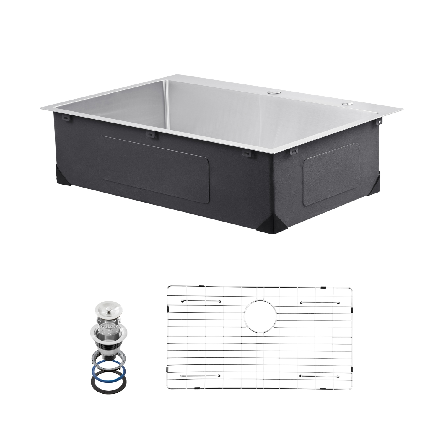 VEVOR 33 inch Kitchen Sink Workstation, 304 Stainless Steel Top Mount Sinks, Drop-In Single Bowl Farmhouse Basin with Accessories, for RV, Prep