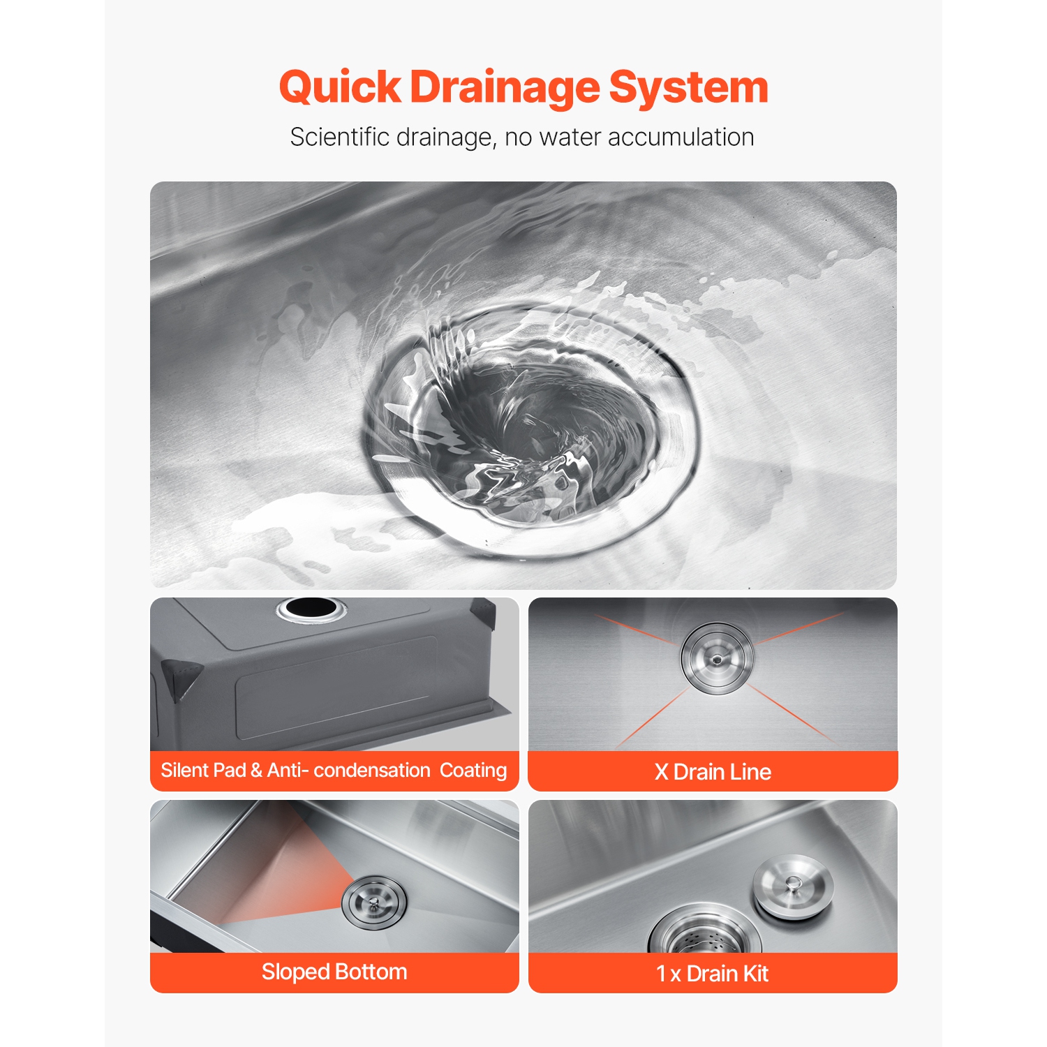 VEVOR 30 inch Kitchen Sink Workstation, 304 Stainless Steel Undermount Sink, Drop-In Single Bowl Farmhouse Basin with Ledge & Multiple Accessories,