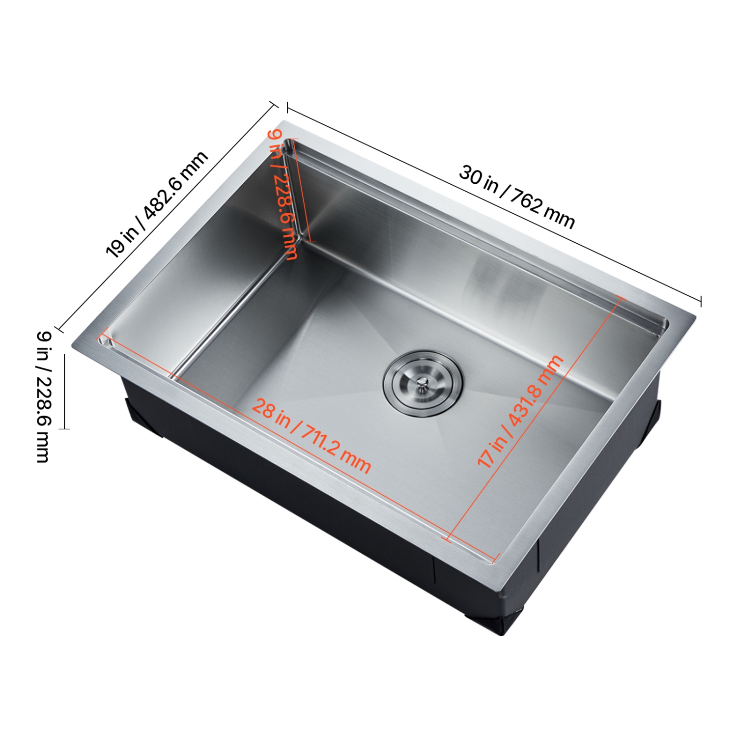 VEVOR 30 inch Kitchen Sink Workstation, 304 Stainless Steel Undermount Sink, Drop-In Single Bowl Farmhouse Basin with Ledge & Multiple Accessories,