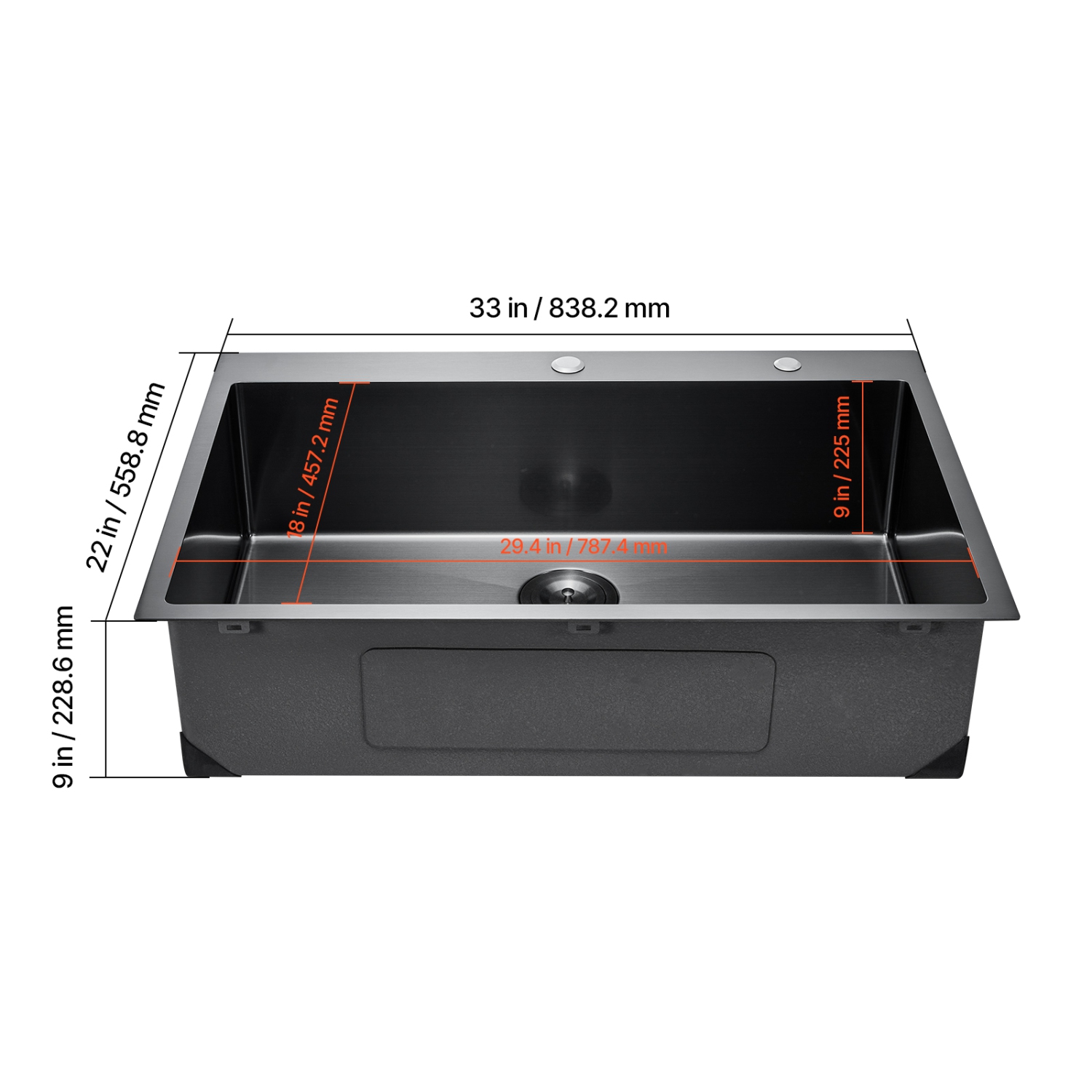 VEVOR 33 inch Kitchen Sink Workstation, 304 Stainless Steel Top Mount Sinks, Drop-In Single Bowl Farmhouse Basin with Accessories, for RV, Prep