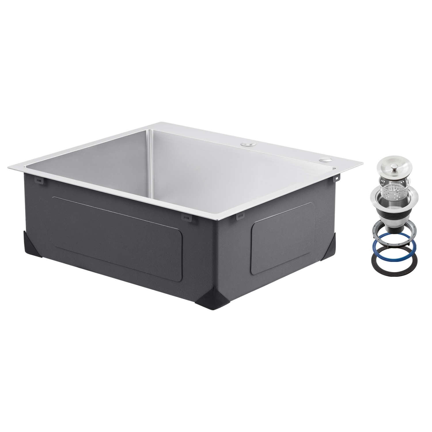 VEVOR 25 inch Kitchen Sink Workstation, 304 Stainless Steel Top Mount Sinks, Drop-In Single Bowl Farmhouse Basin with Accessories, for RV, Prep