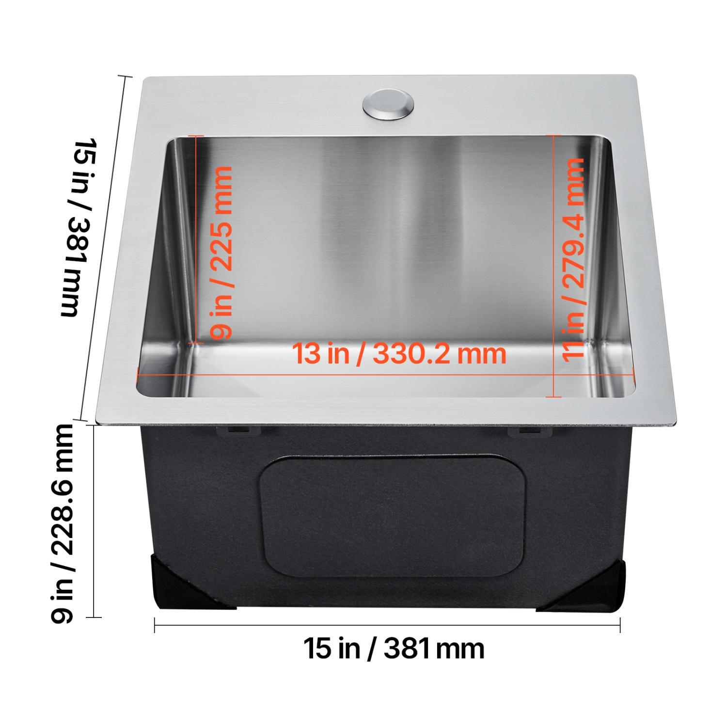 VEVOR 15 inch Kitchen Sink Workstation, 304 Stainless Steel Top Mount Sinks, Drop-In Single Bowl Farmhouse Basin with Accessories, for RV, Prep