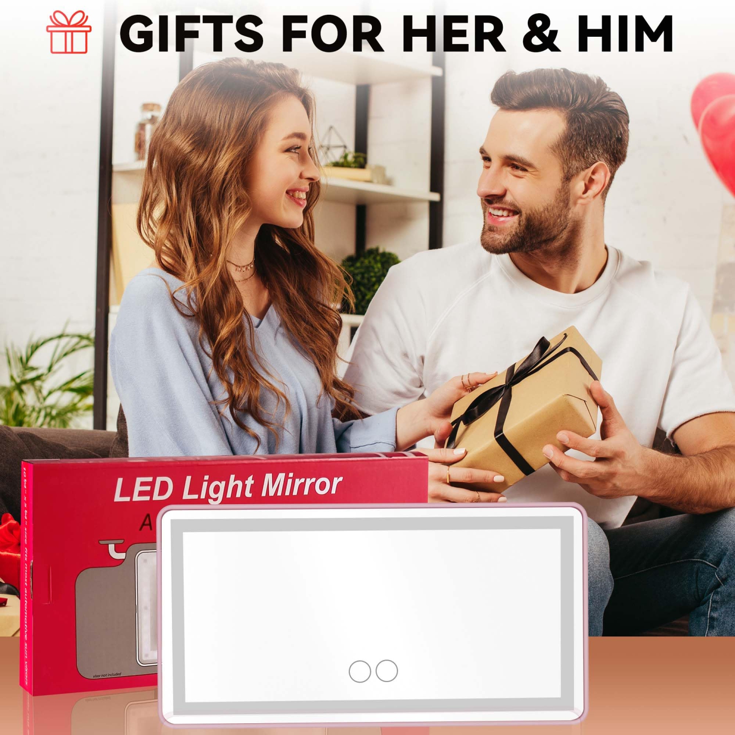 Miroir de maquillage pour l'auto avec éclairage LED, miroir de pare-soleil rechargeable à gradation réglable