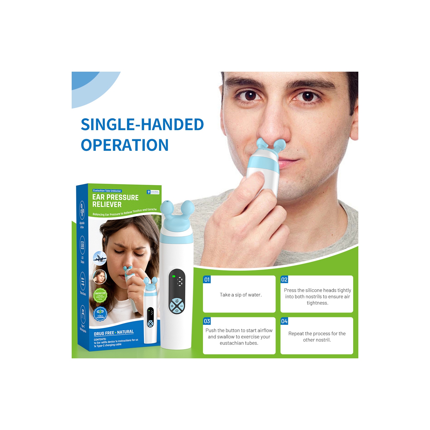 Dispositif de soulagement électrique de la pression auditive pour équilibrer la pression auditive et soulager les acouphènes