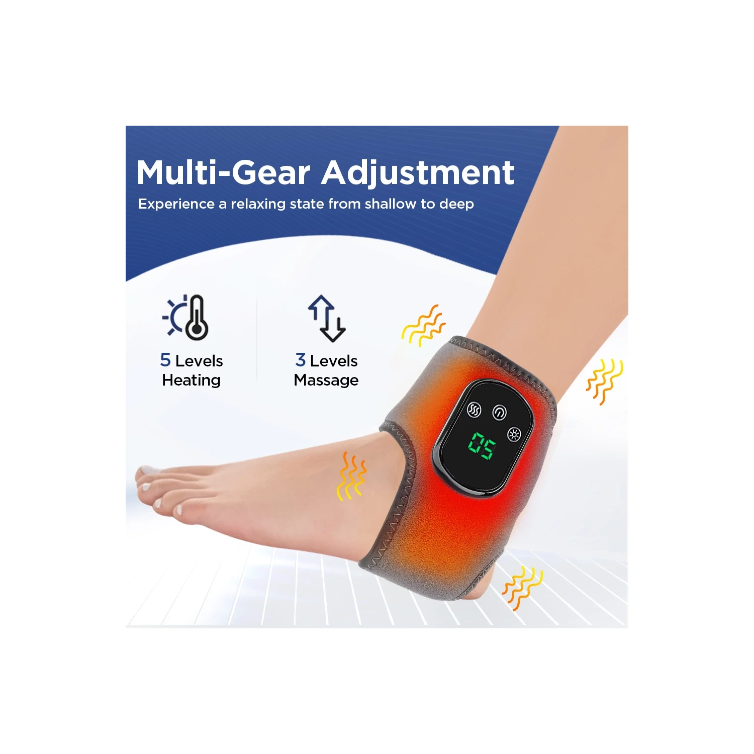 Appareil de massage intelligent pour chevilles avec chauffage des pieds, compression à chaud rechargeable par USB et vibrations pour la relaxation