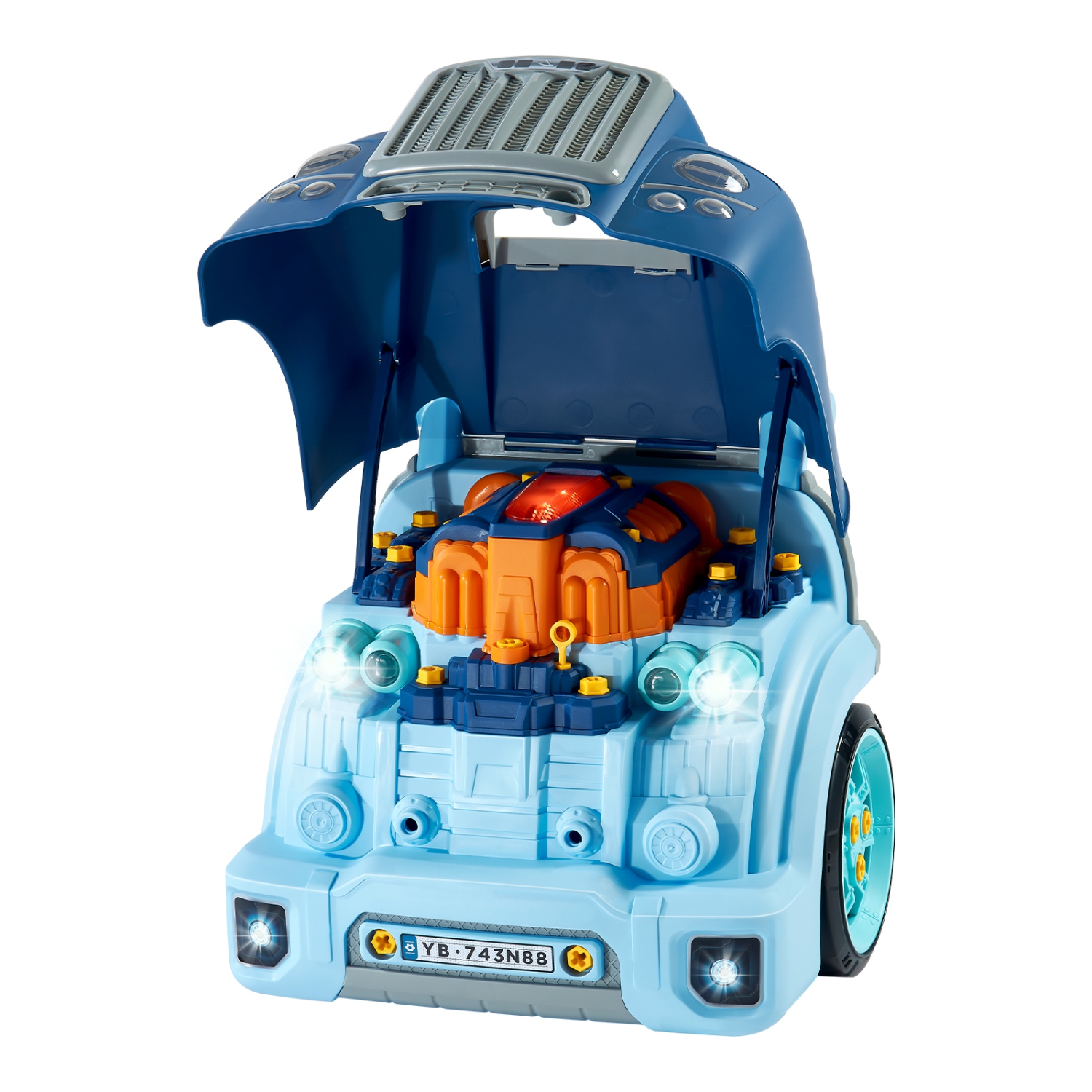 VEVOR 60 Pieces Engine Toy, Kids Mechanic Car Repair Set with Removable Parts, Lights and Sounds, Steering Wheel and Horn, Kids Mechanic Workshop Set