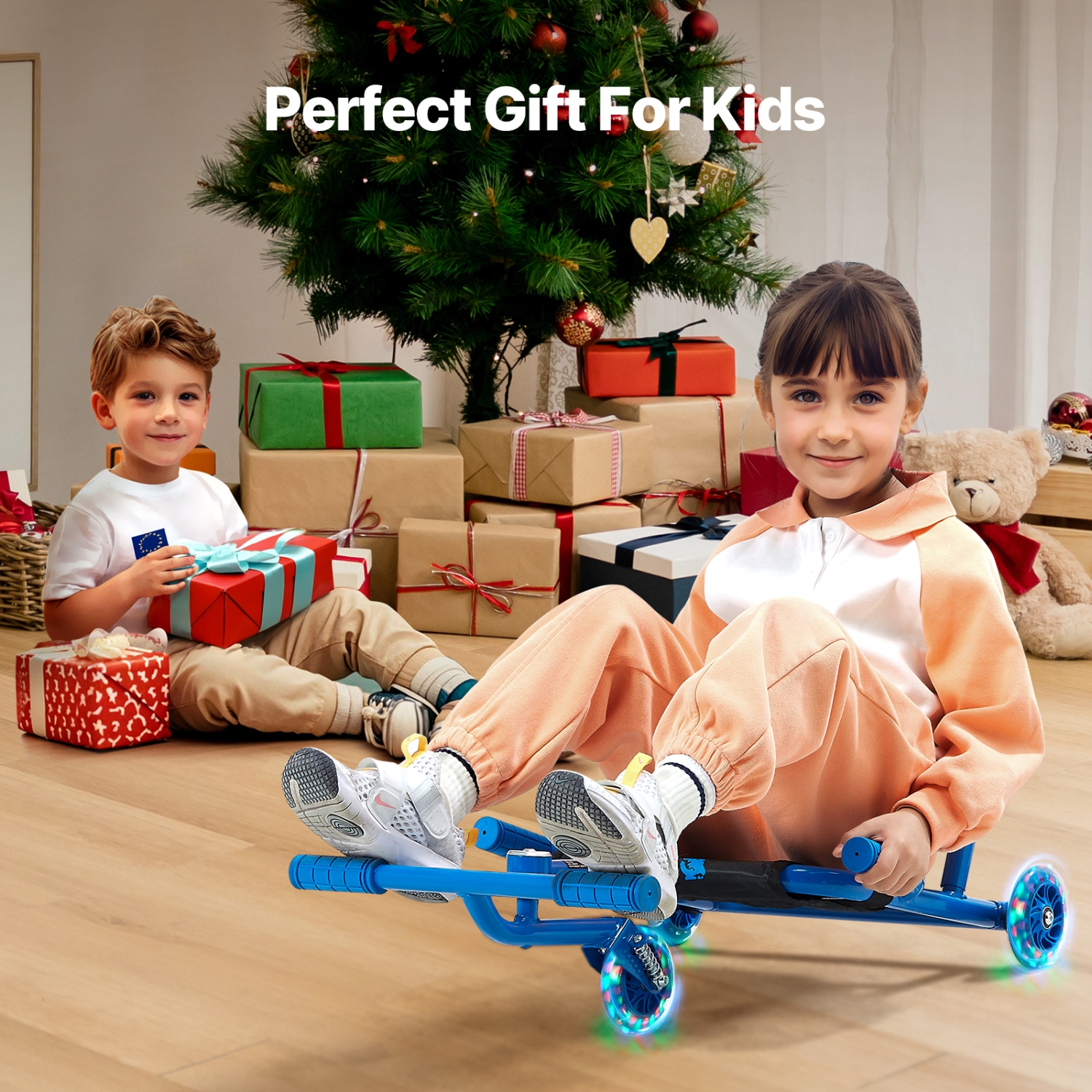 VEVOR Ride on Scooter, Load Capacity of 132 lbs, Swing Side-to-Side for Amazing Ride Powered by Zig-Zag Motion, Ride on Drifting Toy for Ages 4+,