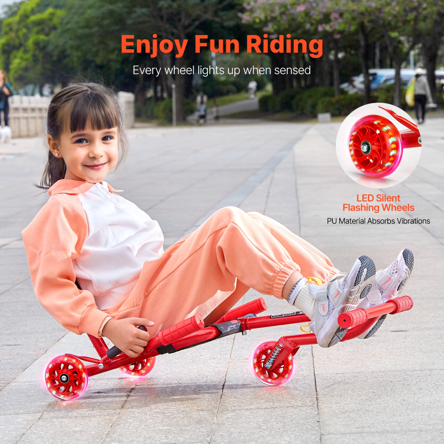 VEVOR Ride on Scooter, Load Capacity of 132 lbs, Swing Side-to-Side for Amazing Ride Powered by Zig-Zag Motion, Ride on Drifting Toy for Ages 4+,