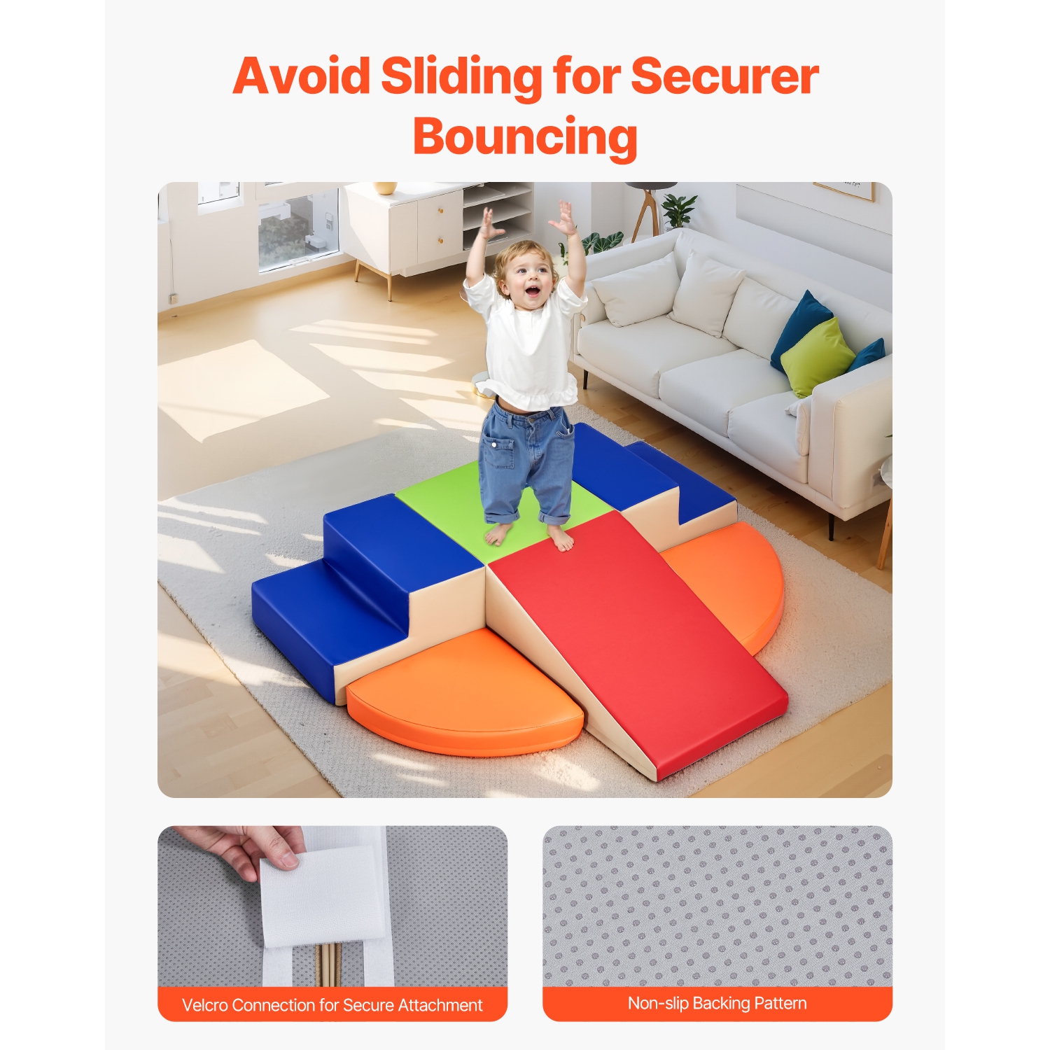 VEVOR 6-Piece Set Climbing Toys, Foam Climbing Toys for Toddlers 6 Months to 3 Years Old, PU Leather Climbing Blocks, Indoor Climb and Crawl Activity