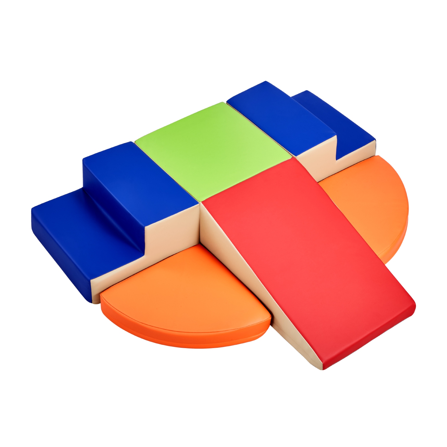 VEVOR 6-Piece Set Climbing Toys, Foam Climbing Toys for Toddlers 6 Months to 3 Years Old, PU Leather Climbing Blocks, Indoor Climb and Crawl Activity