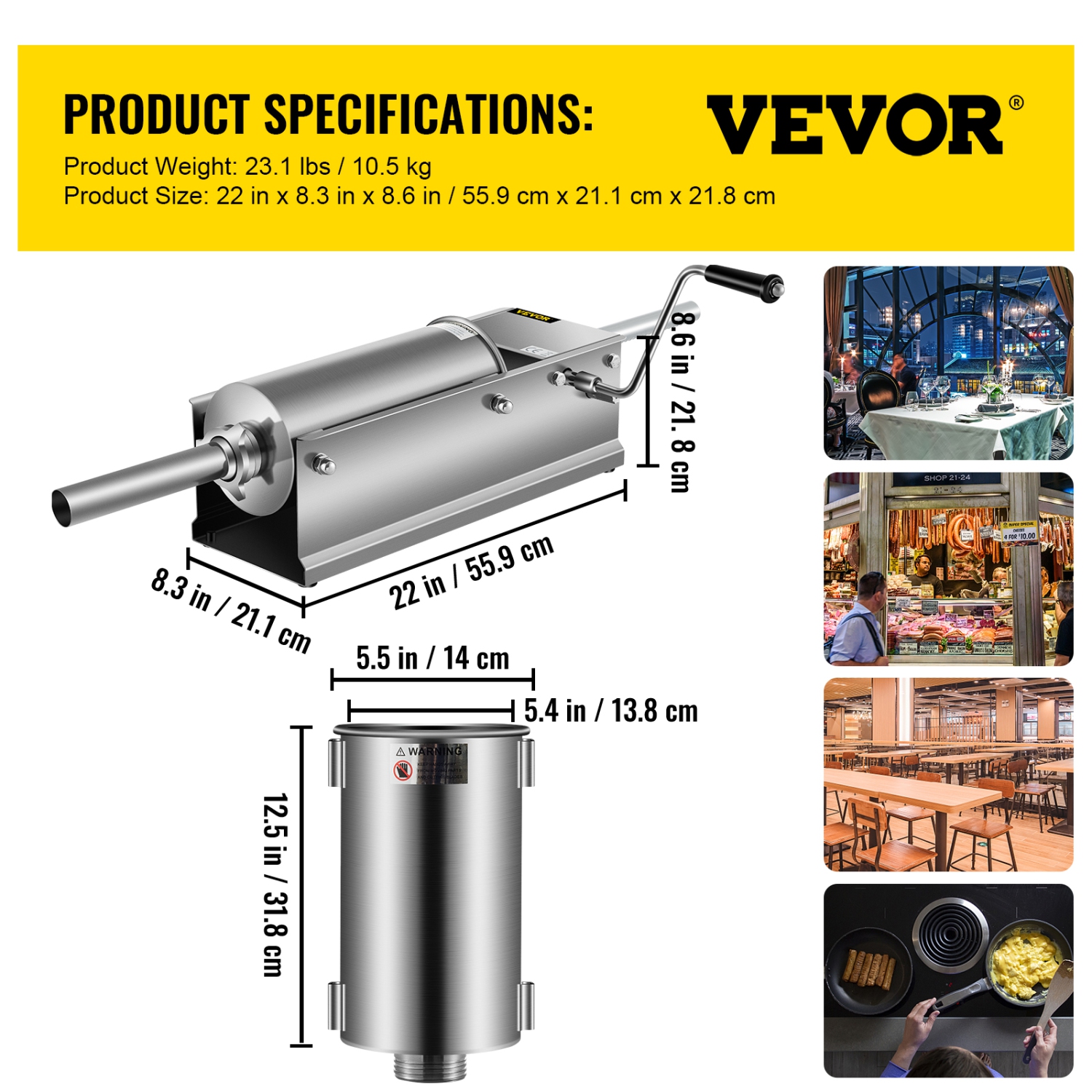 VEVOR 5 L / 11 LBS Manual Sausage Stuffer, Horizontal Sausage Machine, Dual-Speed Meat Stuffer, Made of Food-Grade 304 Stainless Steel, Includes 5