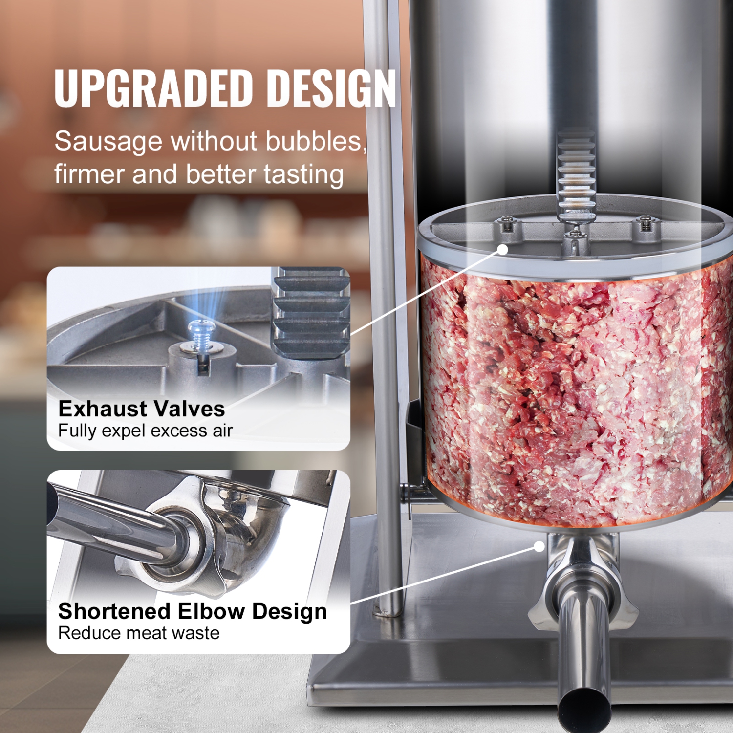 VEVOR 25 L / 55 LBS Electric Sausage Stuffer, Vertical Meat Stuffer, 400W Motor, Stepless Speed Control and Foot Pedal, Made of Food-grade 304