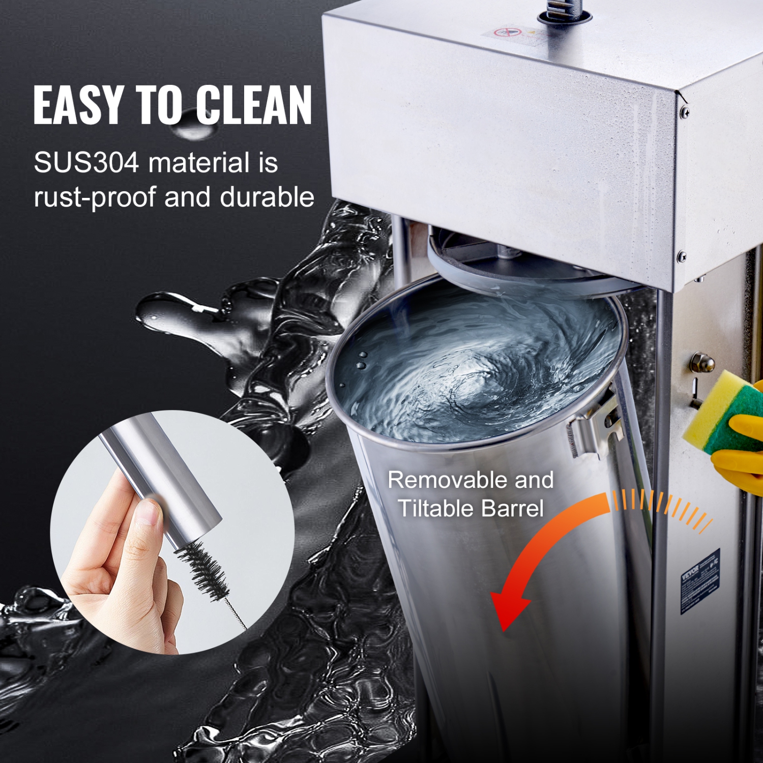 VEVOR 25 L / 55 LBS Electric Sausage Stuffer, Vertical Meat Stuffer, 400W Motor, Stepless Speed Control and Foot Pedal, Made of Food-grade 304