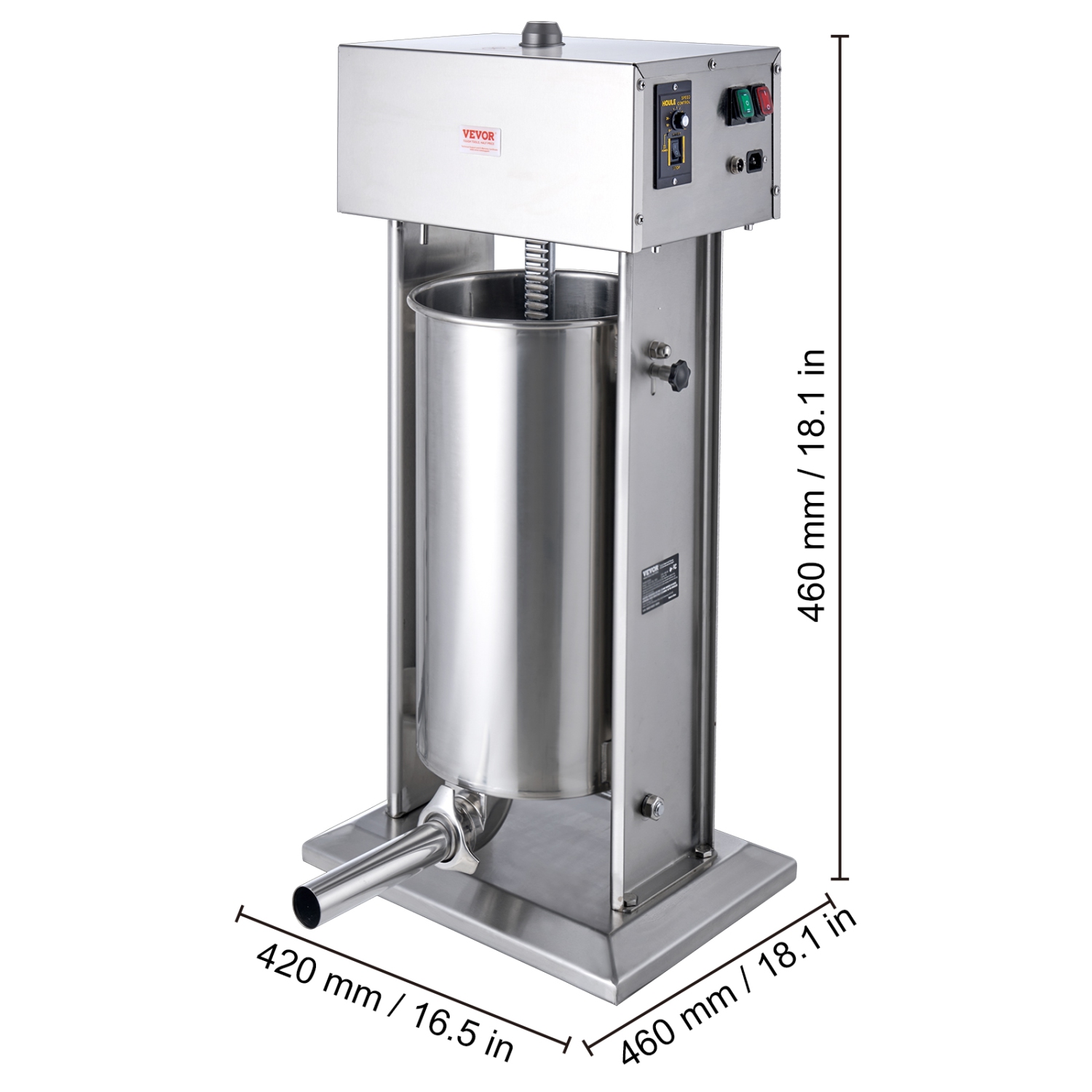 VEVOR 25 L / 55 LBS Electric Sausage Stuffer, Vertical Meat Stuffer, 400W Motor, Stepless Speed Control and Foot Pedal, Made of Food-grade 304