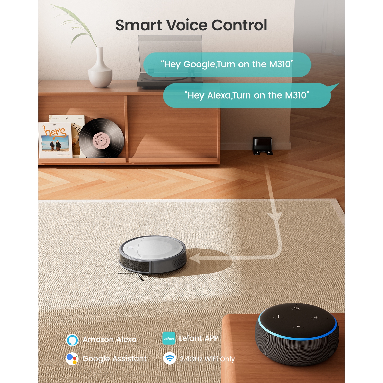 Lefant Robot Vacuum Cleaner with 4500Pa Suction, APP/Remote/Voice Control,Ideal for Pet hair, M310