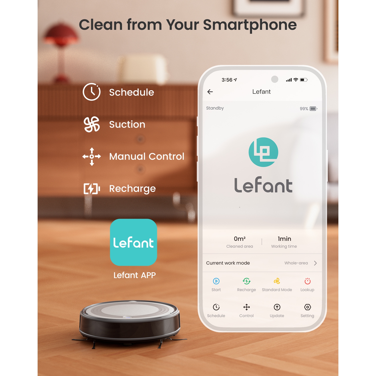 Lefant Robot Vacuum Cleaner with 4500Pa Suction, APP/Remote/Voice Control,Ideal for Pet hair, M310