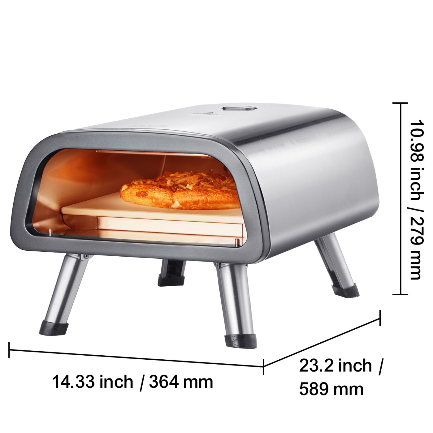 VEVOR 12" Electric Pizza Oven Countertop, Stainless Steel Pizza Maker Machine with Pizza Stone and Spatula,Heats up to 850°F, Multipurpose Indoor &