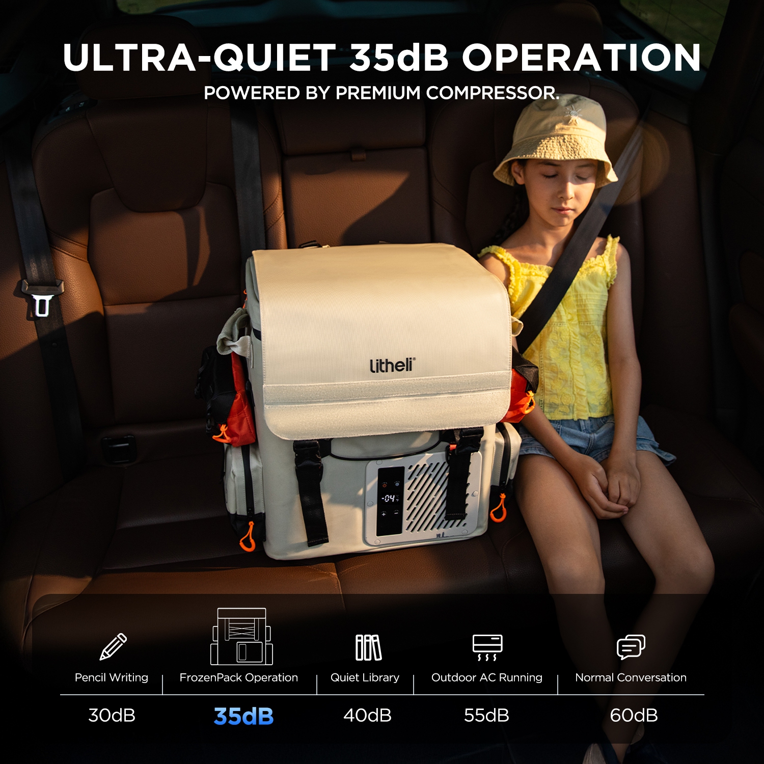 Litheli 12V Car Refrigerator, 21QT/20L Portable Freezer, -4-68℉, Battery Powered Cooler, DC 12/24V AC 110/240V, 55W Electric Cooler for camping, Road