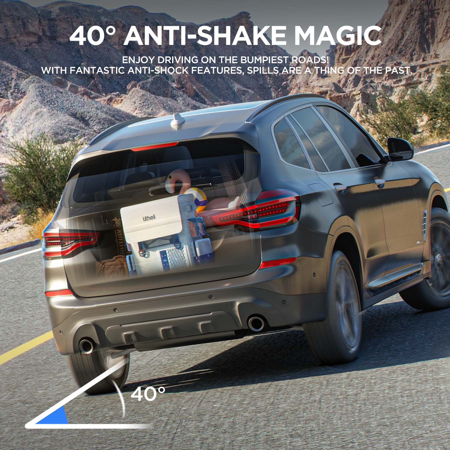 Litheli 12V Car Refrigerator, 21QT/20L Portable Freezer, -4-68℉, Battery Powered Cooler, DC 12/24V AC 110/240V, 55W Electric Cooler for camping, Road