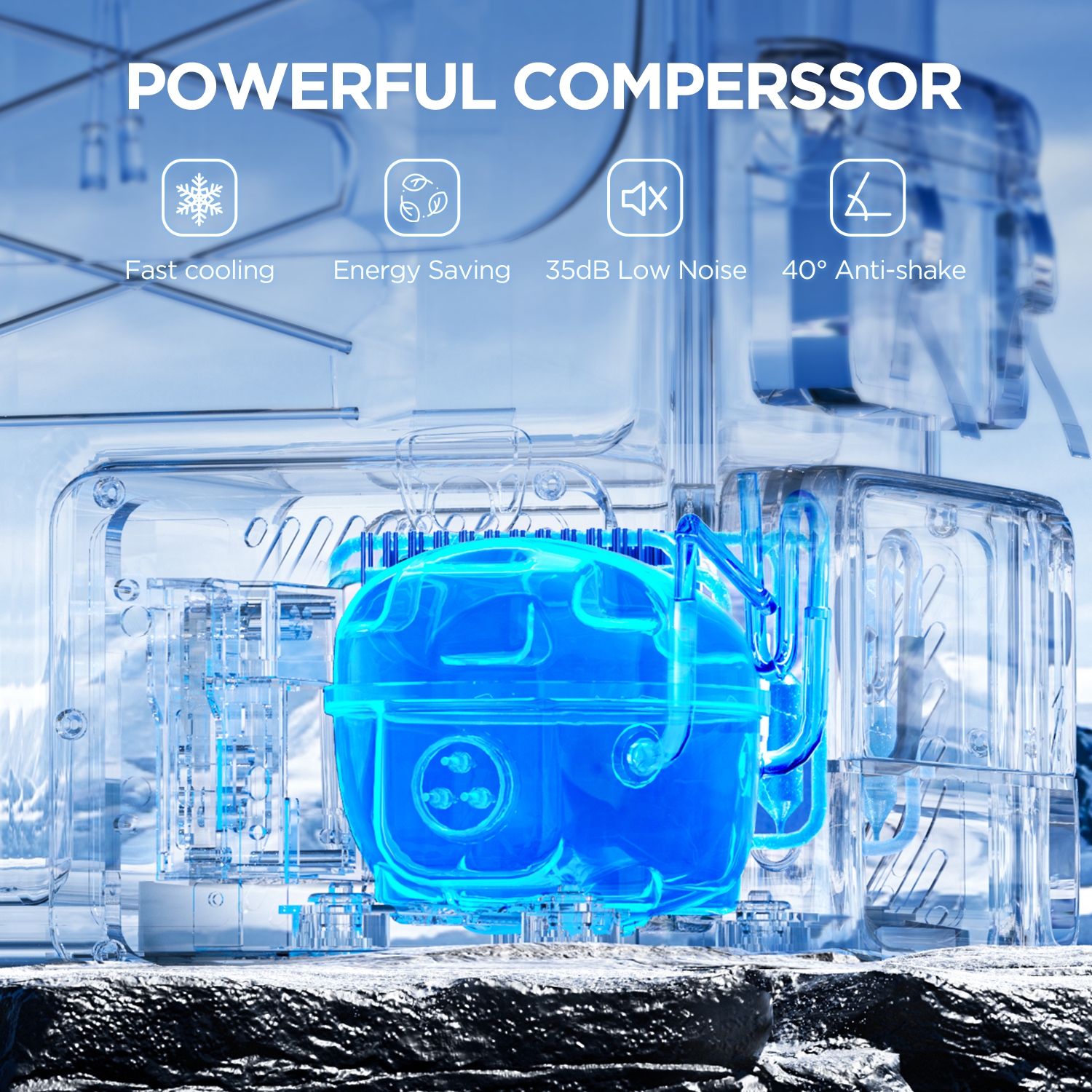 Litheli 12V Car Refrigerator, 21QT/20L Portable Freezer, -4-68℉, Battery Powered Cooler, DC 12/24V AC 110/240V, 55W Electric Cooler for camping, Road