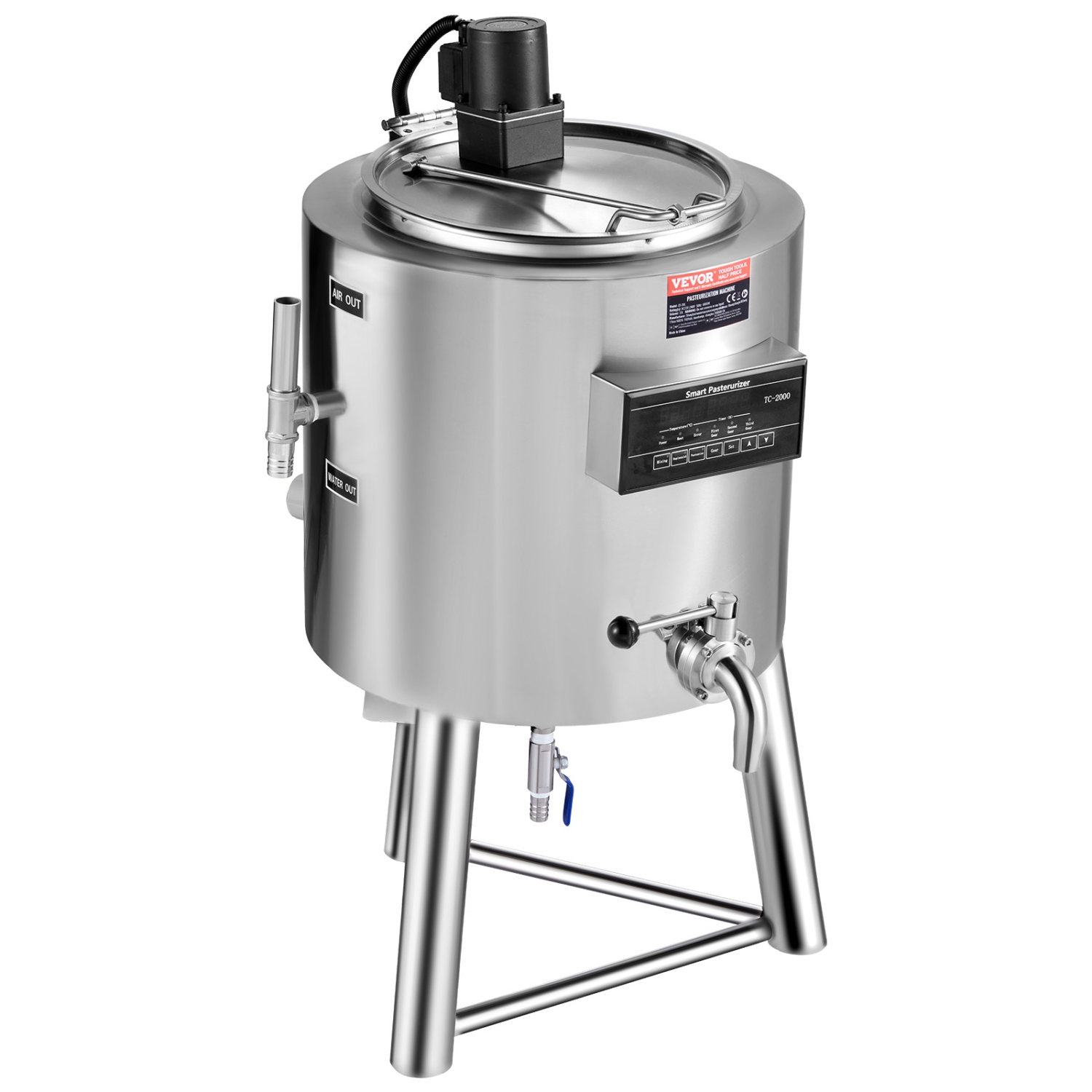 VEVOR 30L Milk Pasteurizer , Commercial Milk Pasteurization Machine, Food Grade 304 Stainless Steel, Professional Pasteurization with Time and