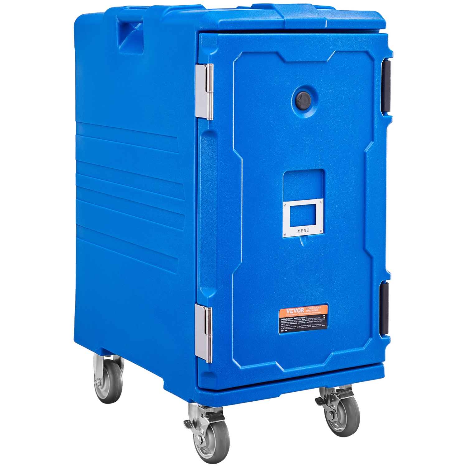 VEVOR 127 Qt Insulated Food Pan Carrier, Food Box Carrier with Double Buckles, Front Loading Food Warmer with Handles, End Loader with Wheels for