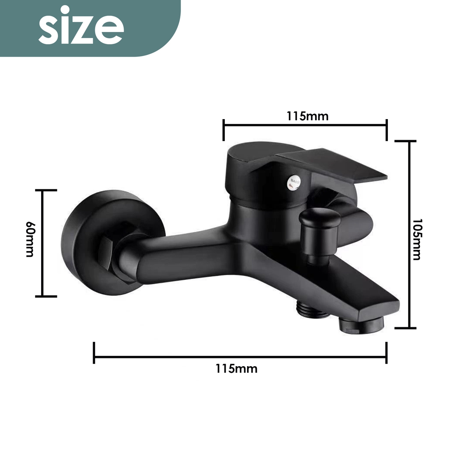 Black Bathtub Faucet, Wall-Mounted Shower Mixer for Bathroom