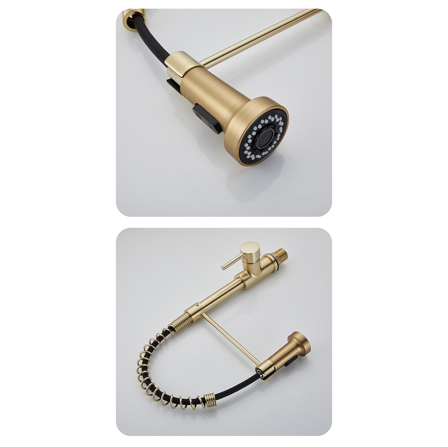 Gold Kitchen Faucet, Single Handle High Arc Pull-Out Sink Faucet