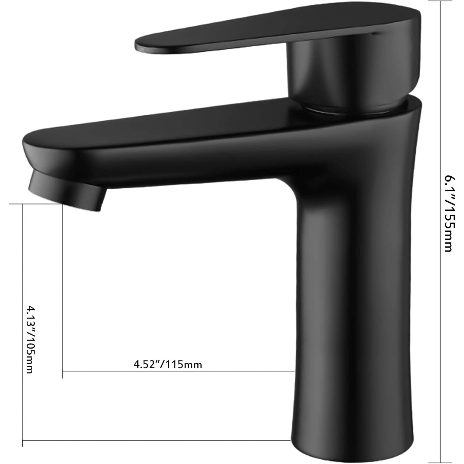 Stainless Steel Basin Tap, Single Cold Black Bathroom Faucet