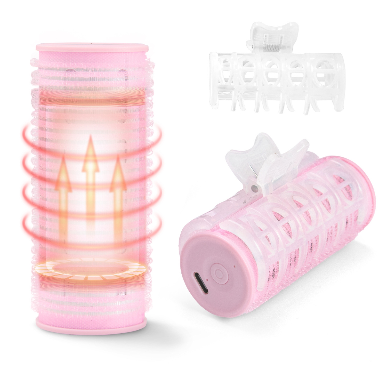 Rechargeable Electric Hair Rollers,2PCS Mini USB Heated Bangs Roller,Portable Bangs Curler for Hair Styling,Cordless Heated Hair Curler