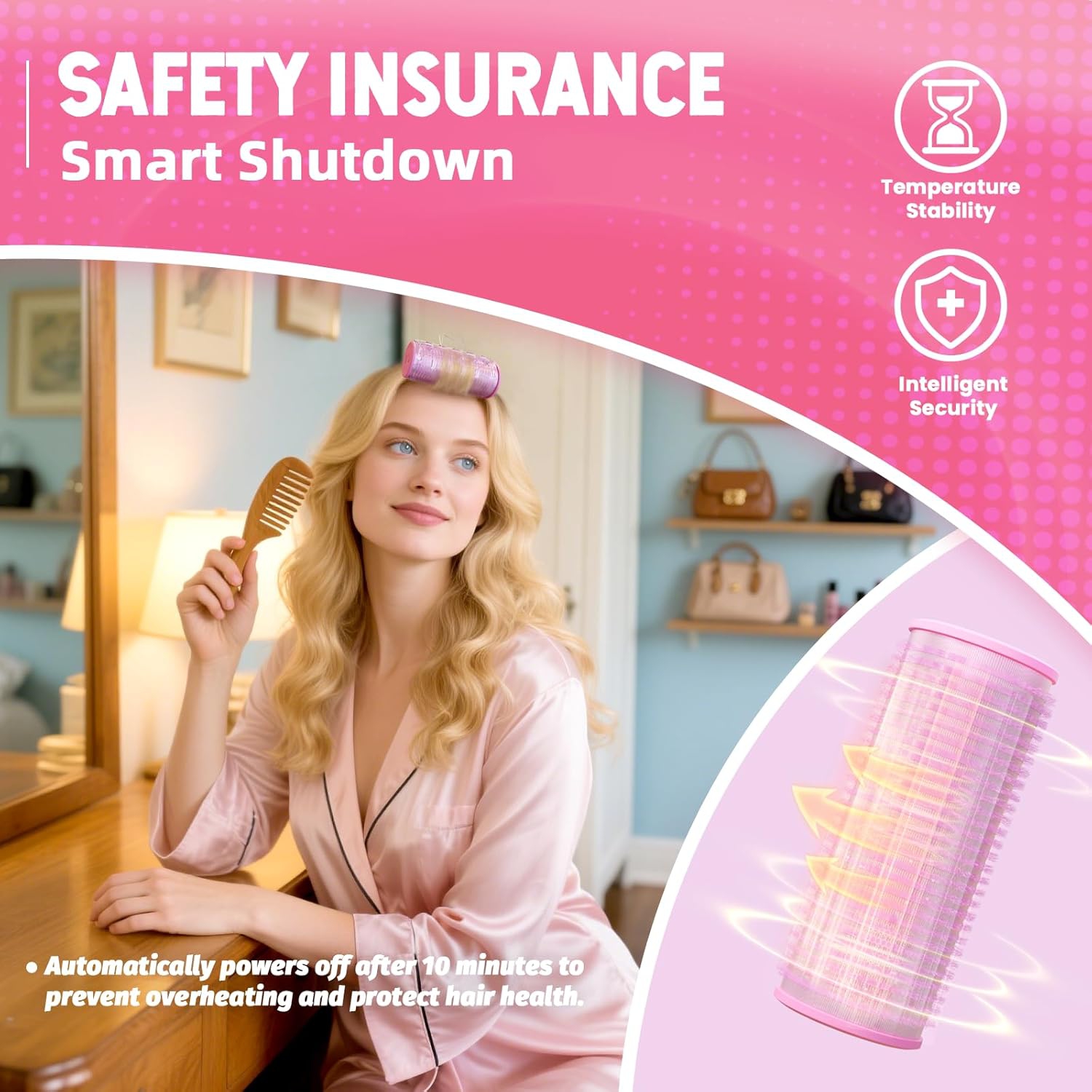 Rechargeable Electric Hair Rollers,2PCS Mini USB Heated Bangs Roller,Portable Bangs Curler for Hair Styling,Cordless Heated Hair Curler