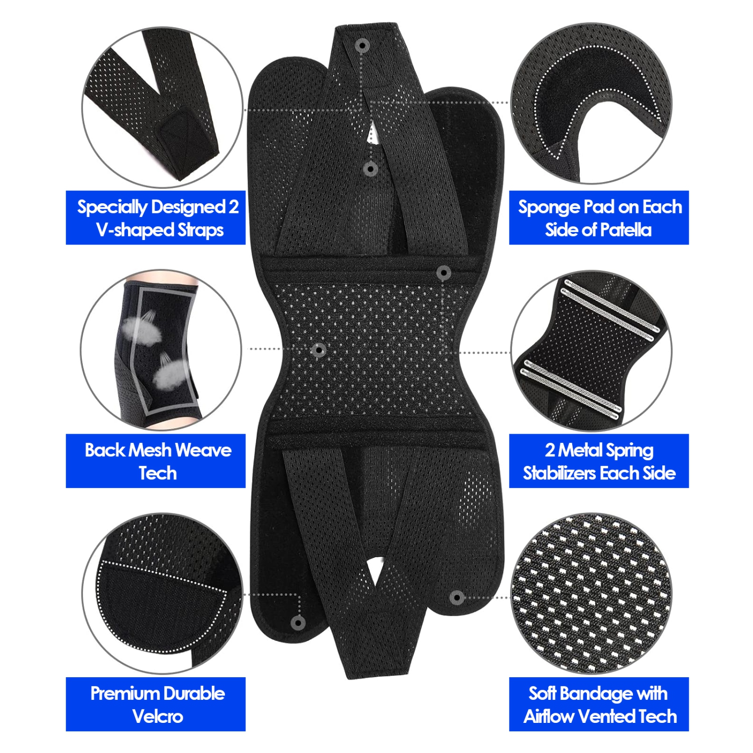 Meniscus Knee Brace, Lightweight Breathable Support Brace for Knee Pain, Fits 68-82kg