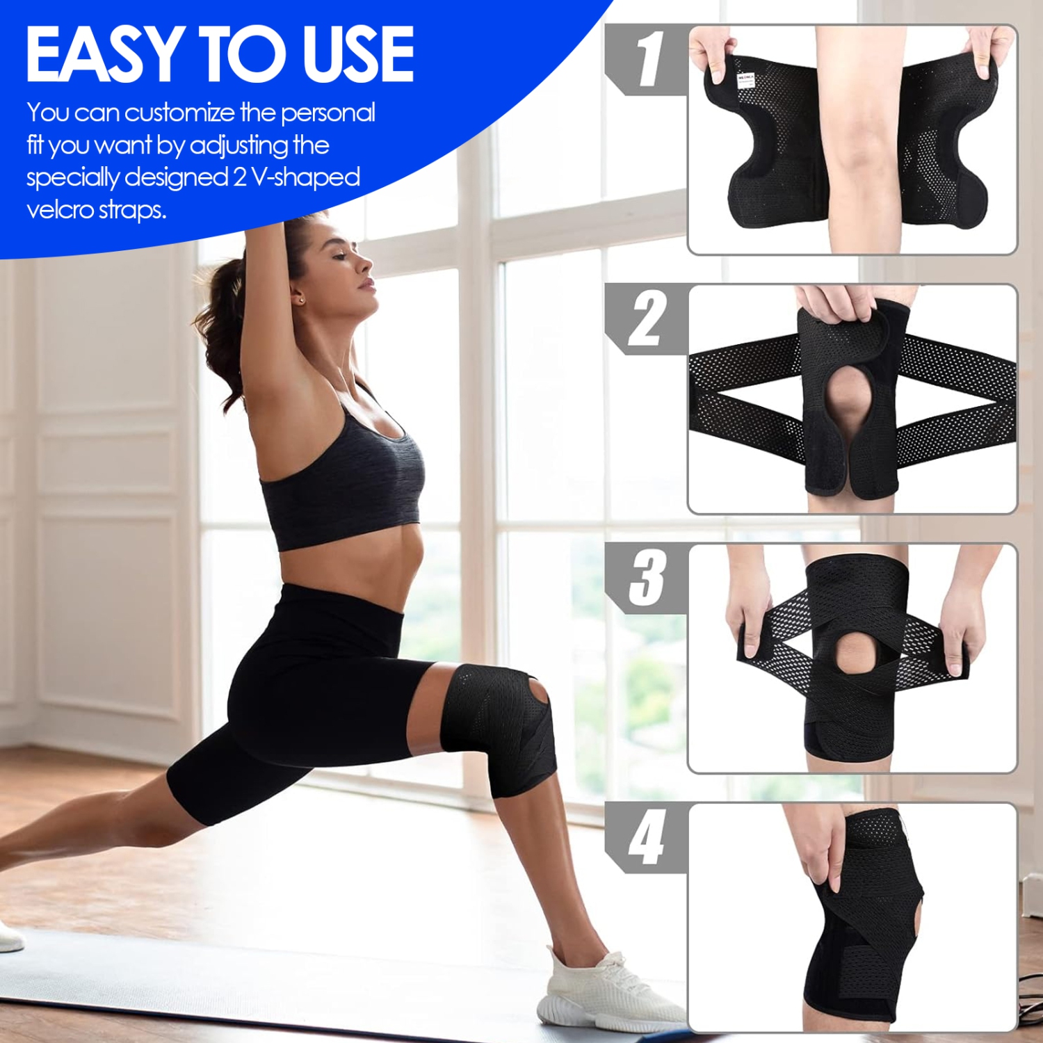 Meniscus Knee Brace, Lightweight Breathable Support Brace for Knee Pain, Fits 68-82kg