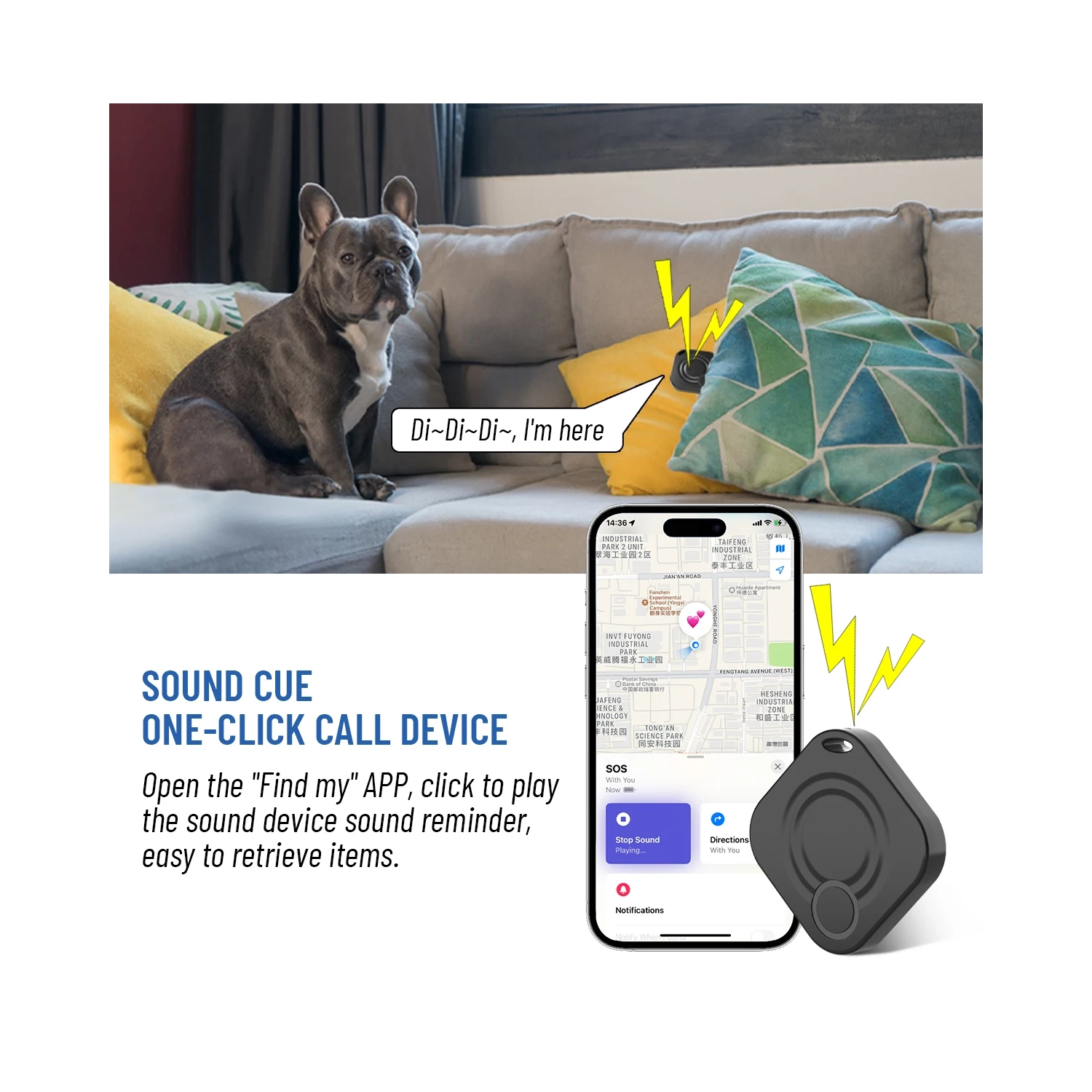 Hot selling FindMy certified Bluetooth anti-lost device global locator pet tracker replaces AirTag, applicable platform Apple iOS platform Find My