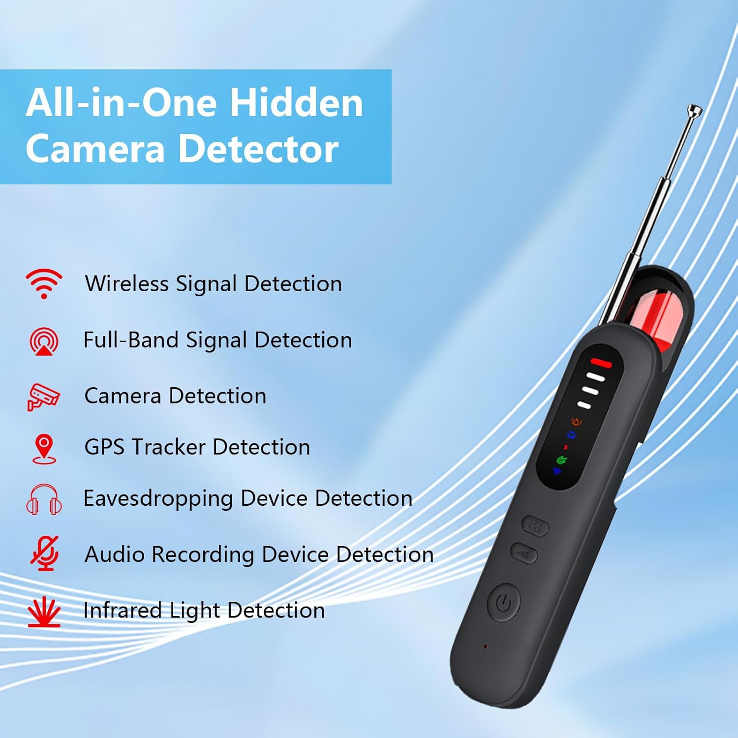 2025 Dernière version mise à jour Détecteur de caméra caché, Détecteur de caméra Spy Camera Finder Anti-Sneak Shooting Anti-Localisation