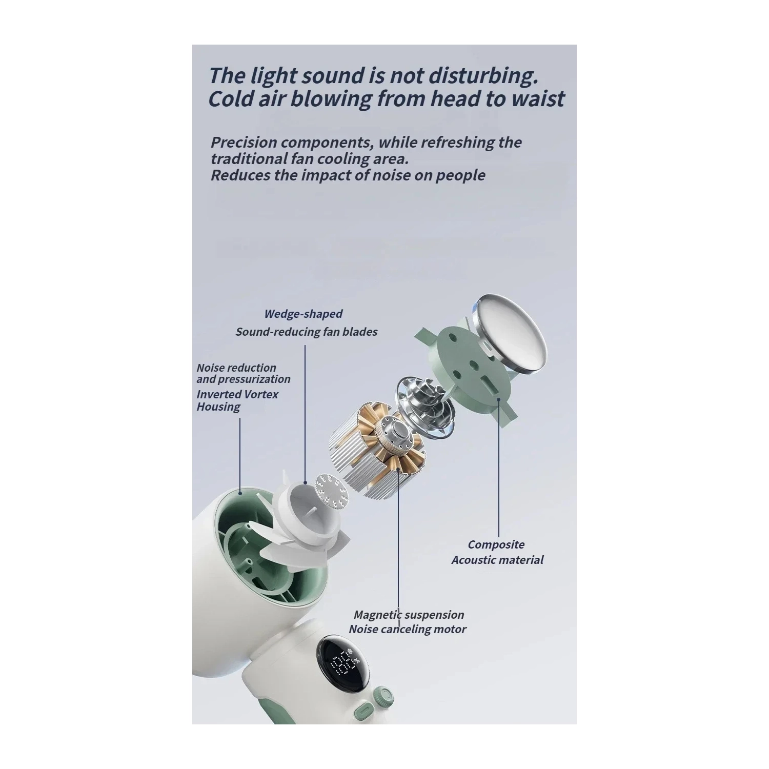 New 100-speed high-speed handheld fan turbine semiconductor ice crystal cooling digital display small fan portable USB charging outdoor indoor travel