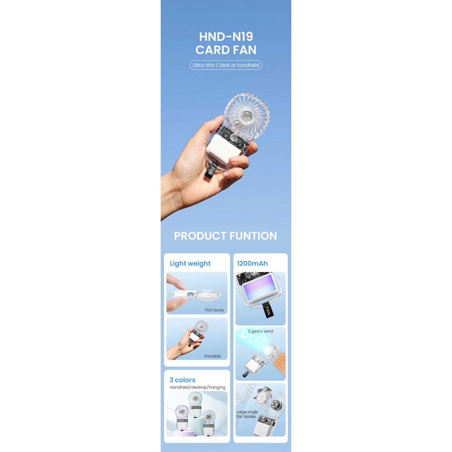 Card fan mini transparent gift USB small fan outdoor portable colorful light handheld fan portable cooling mini transparent handheld fan foldable,