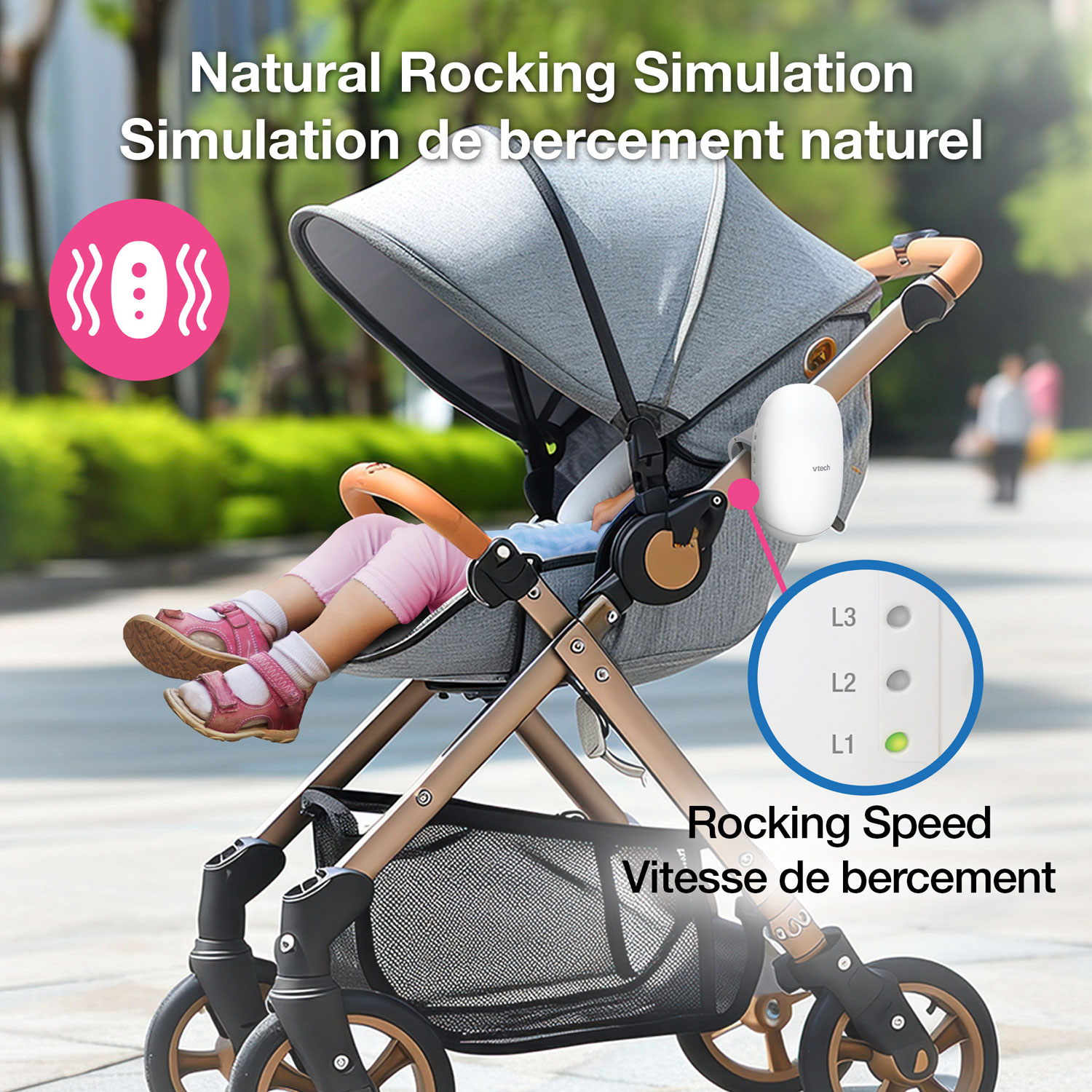 VTech V-Hush Rocker Sound & Motion Stroller Soother with Night Light