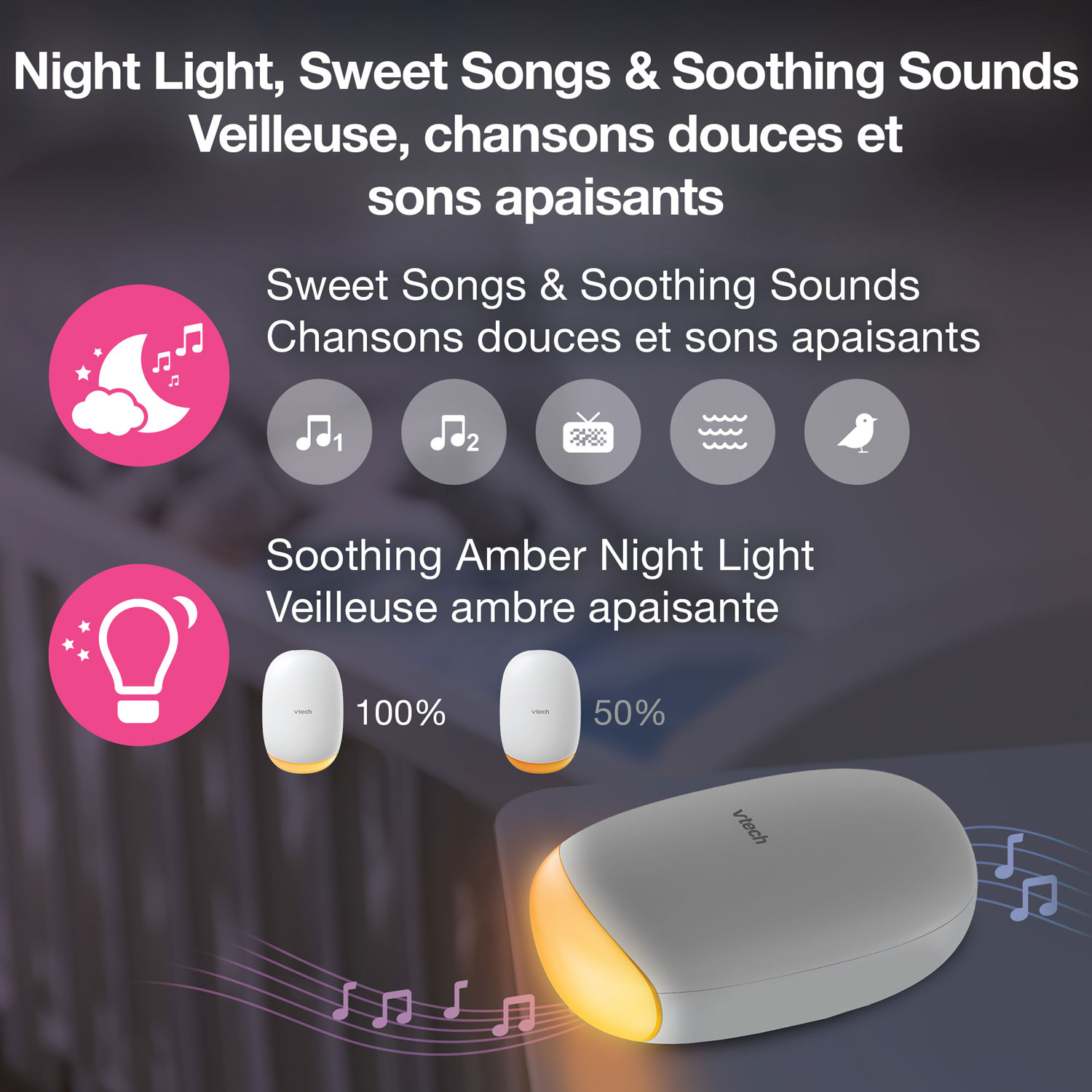 VTech V-Hush Rocker Sound & Motion Stroller Soother with Night Light