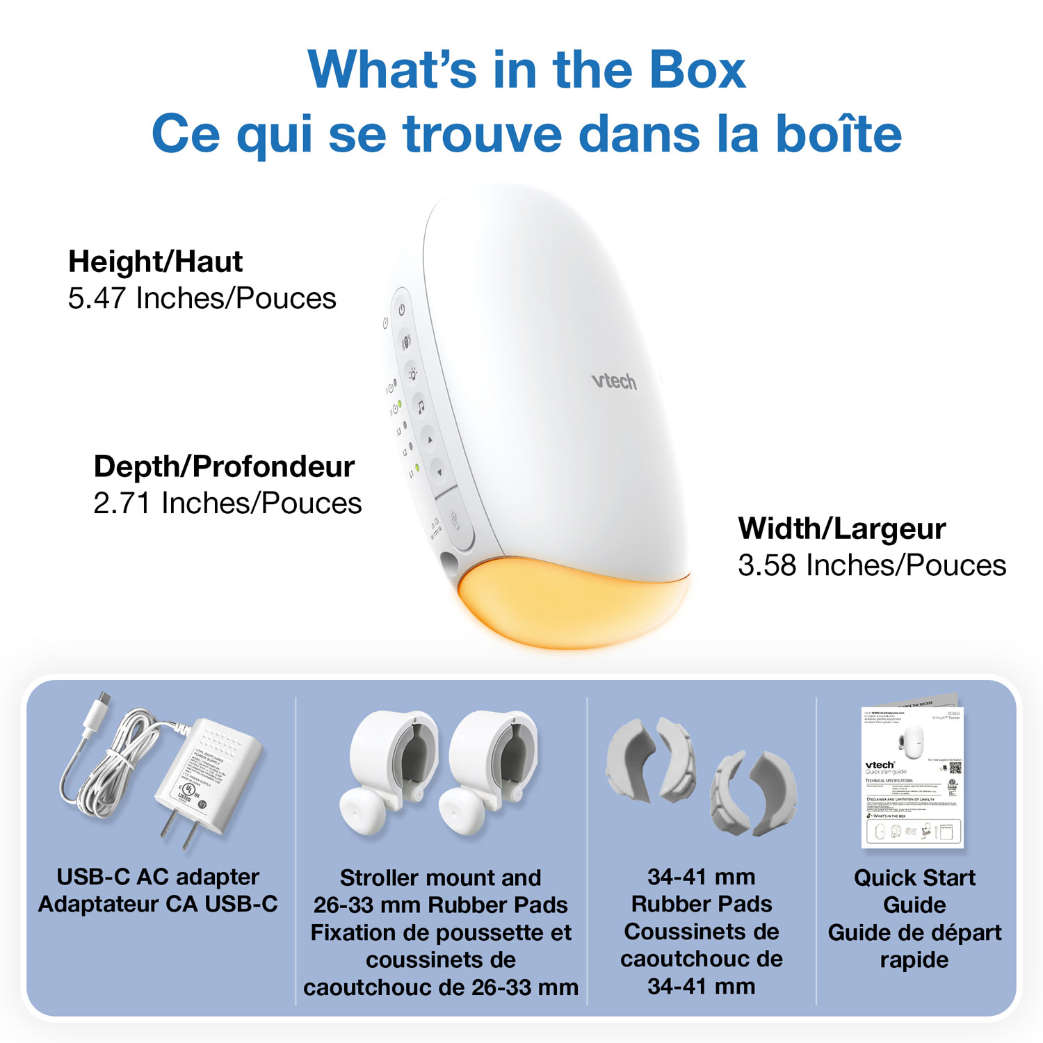VTech V-Hush Rocker Sound & Motion Stroller Soother with Night Light