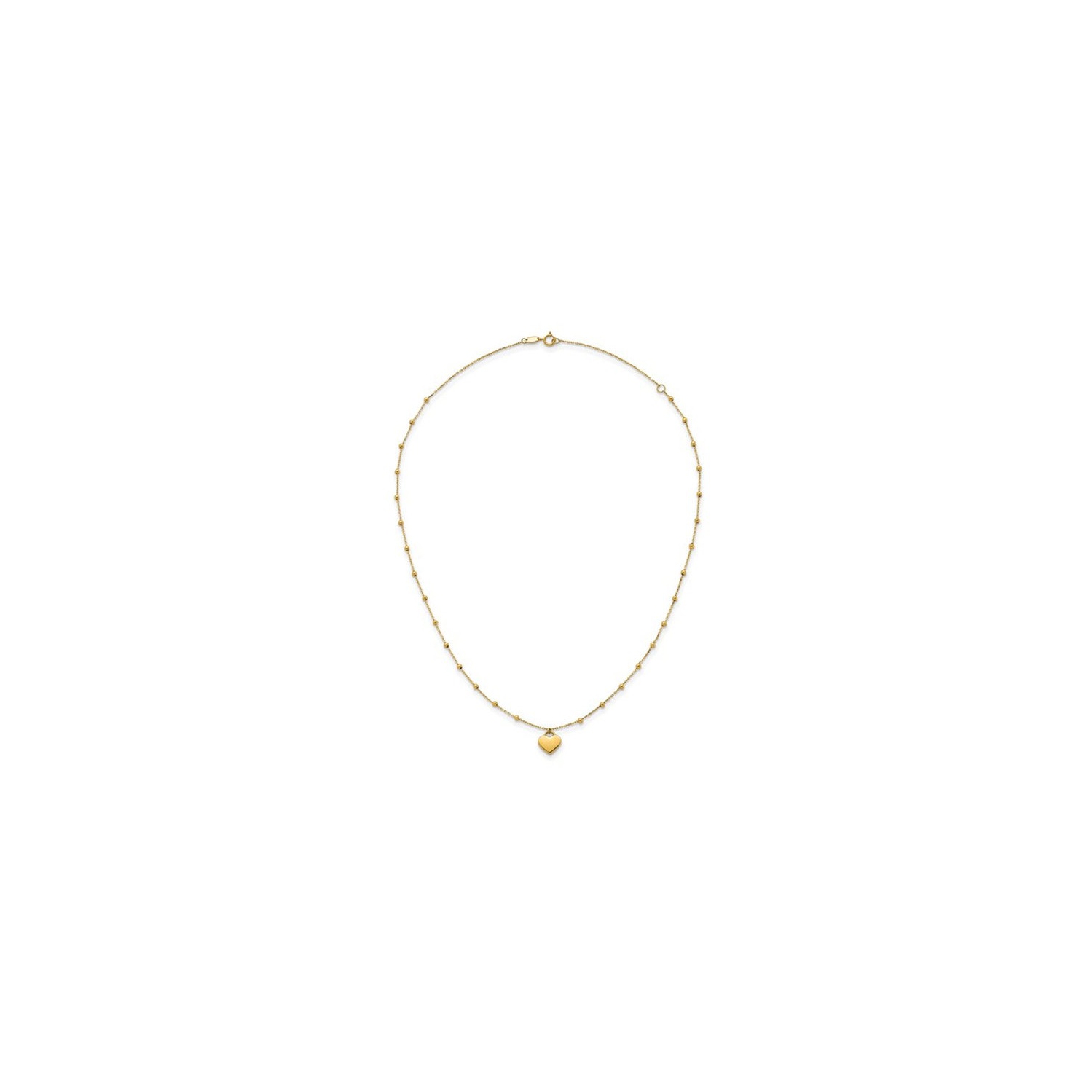14K Yellow Gold Beadded Heart Pendant Necklace with Chain