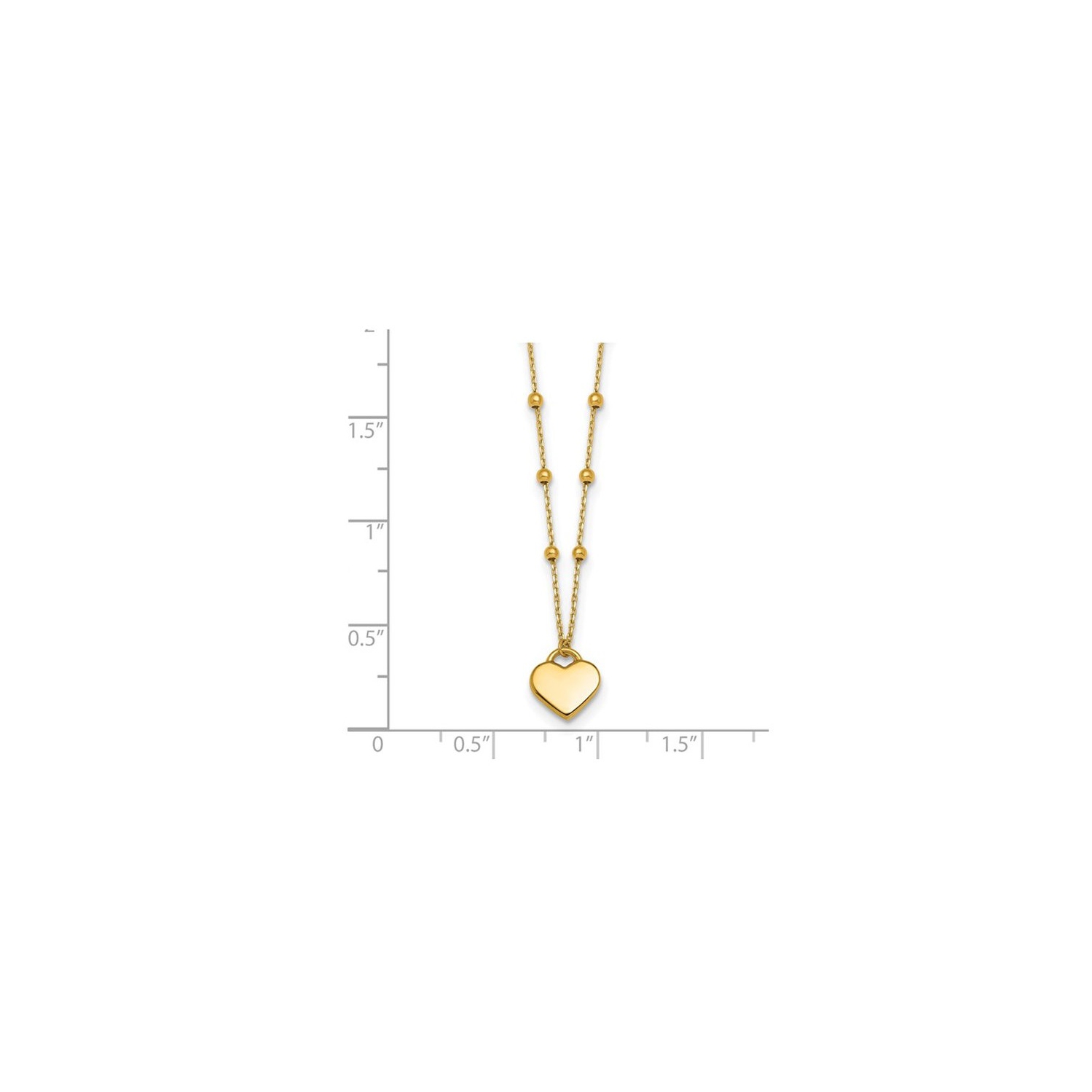 14K Yellow Gold Beadded Heart Pendant Necklace with Chain