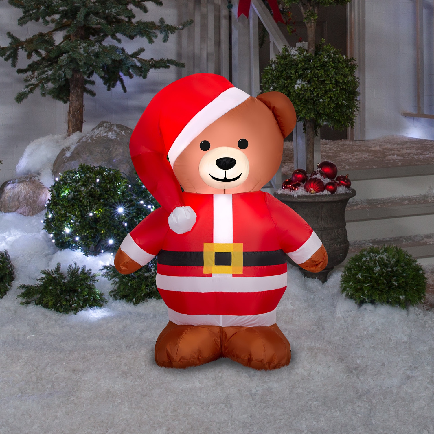 GEMMY INDUSTRIES Airblown® Inflatable Christmas-Brown Bear in Santa Suit-SM - 48"