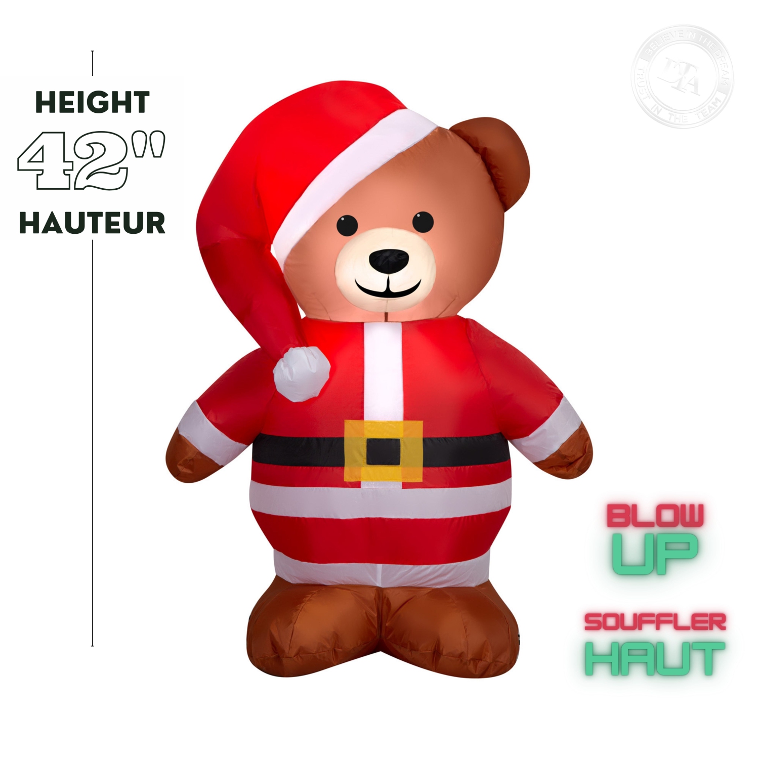 GEMMY INDUSTRIES Airblown® Inflatable Christmas-Brown Bear in Santa Suit-SM - 48"