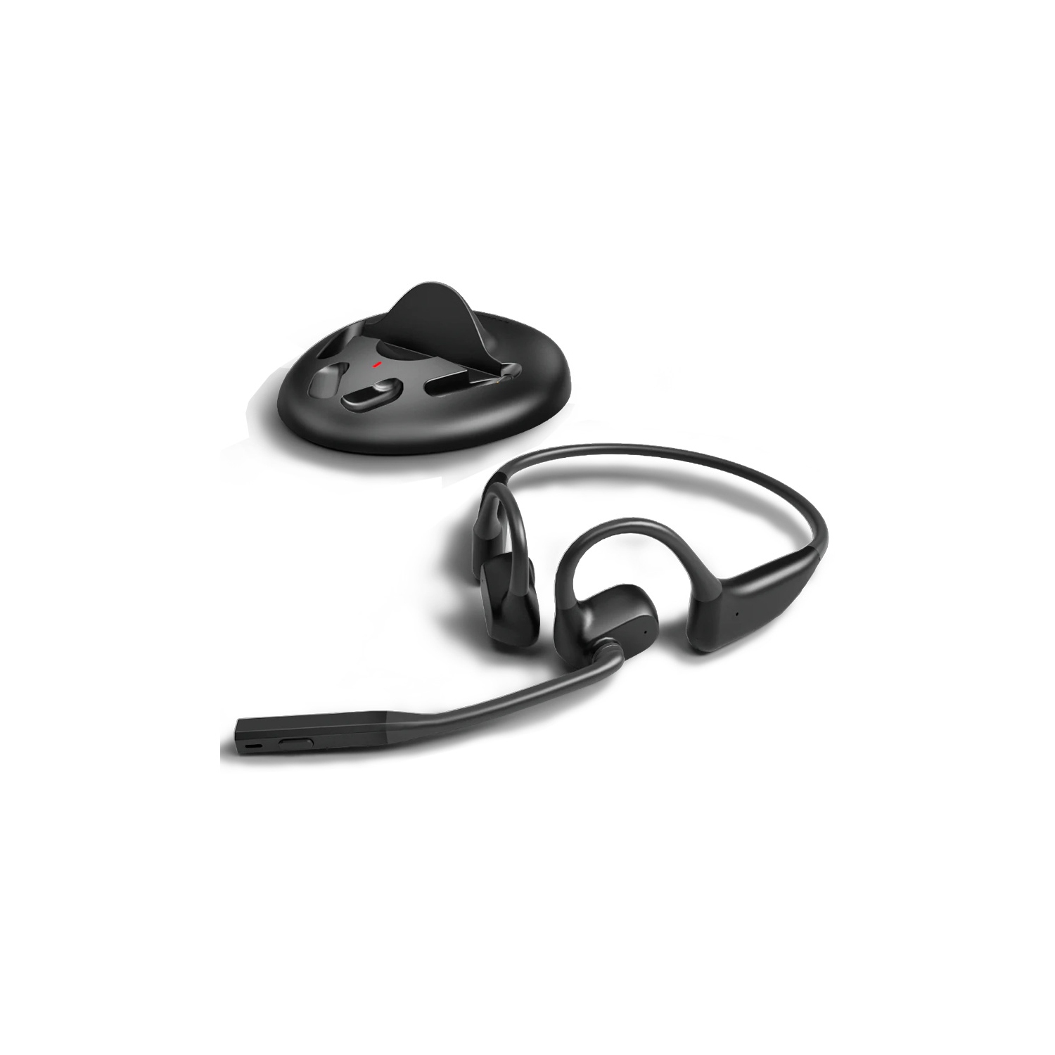 Écouteurs oreilles libres Bluetooth Lingo N21 d'Avantalk avec micro sur tige et station de recharge