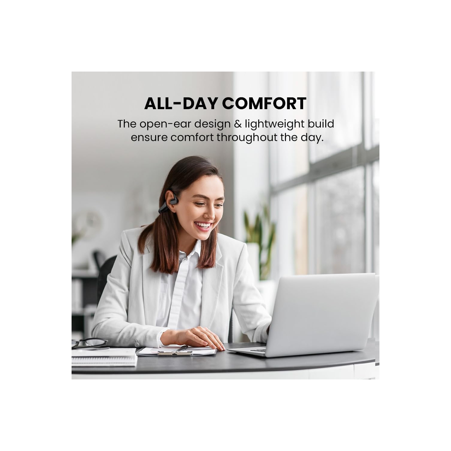 Écouteurs oreilles libres Bluetooth Lingo N21 d'Avantalk avec micro sur tige et station de recharge