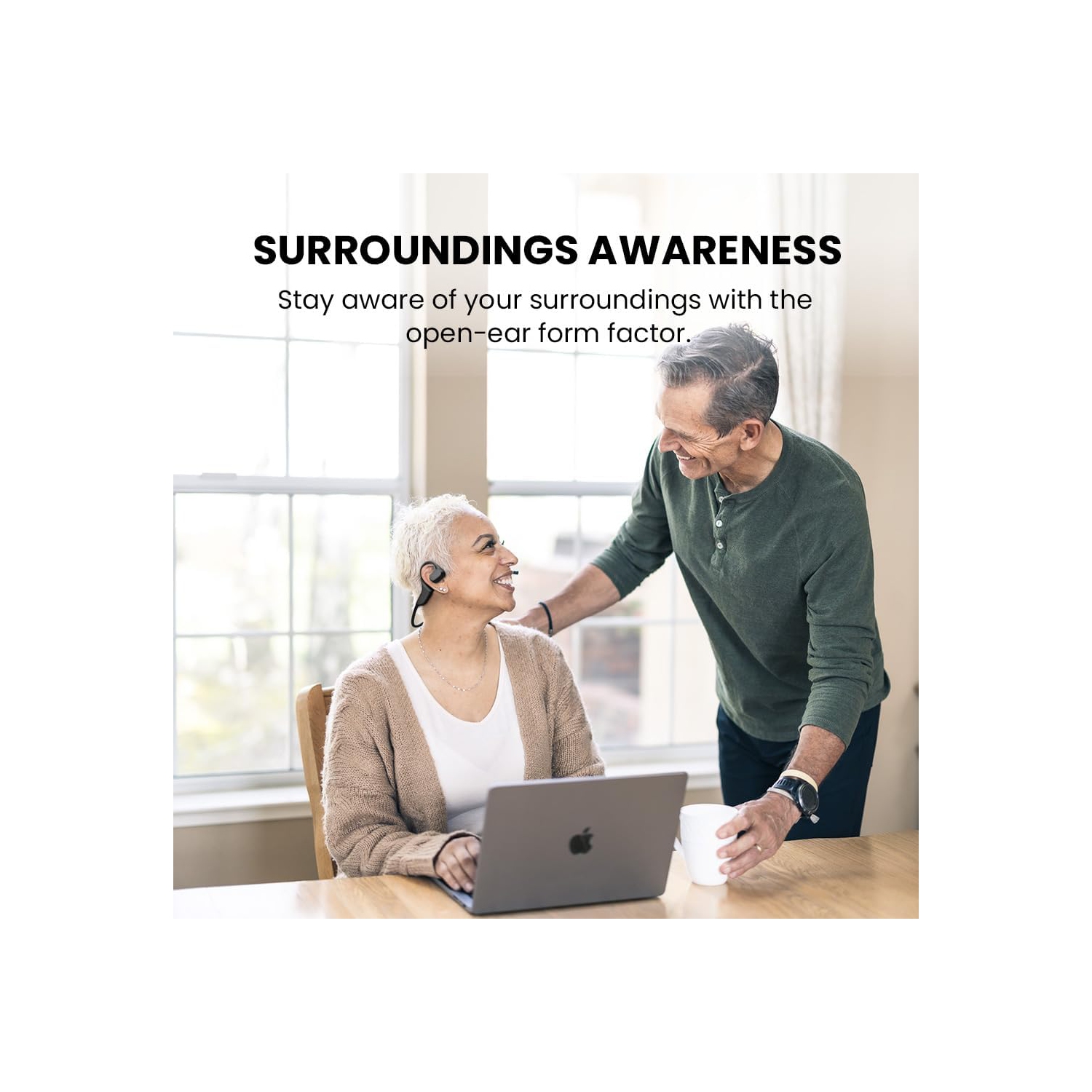 Écouteurs oreilles libres Bluetooth Lingo N21 d'Avantalk avec micro sur tige et station de recharge