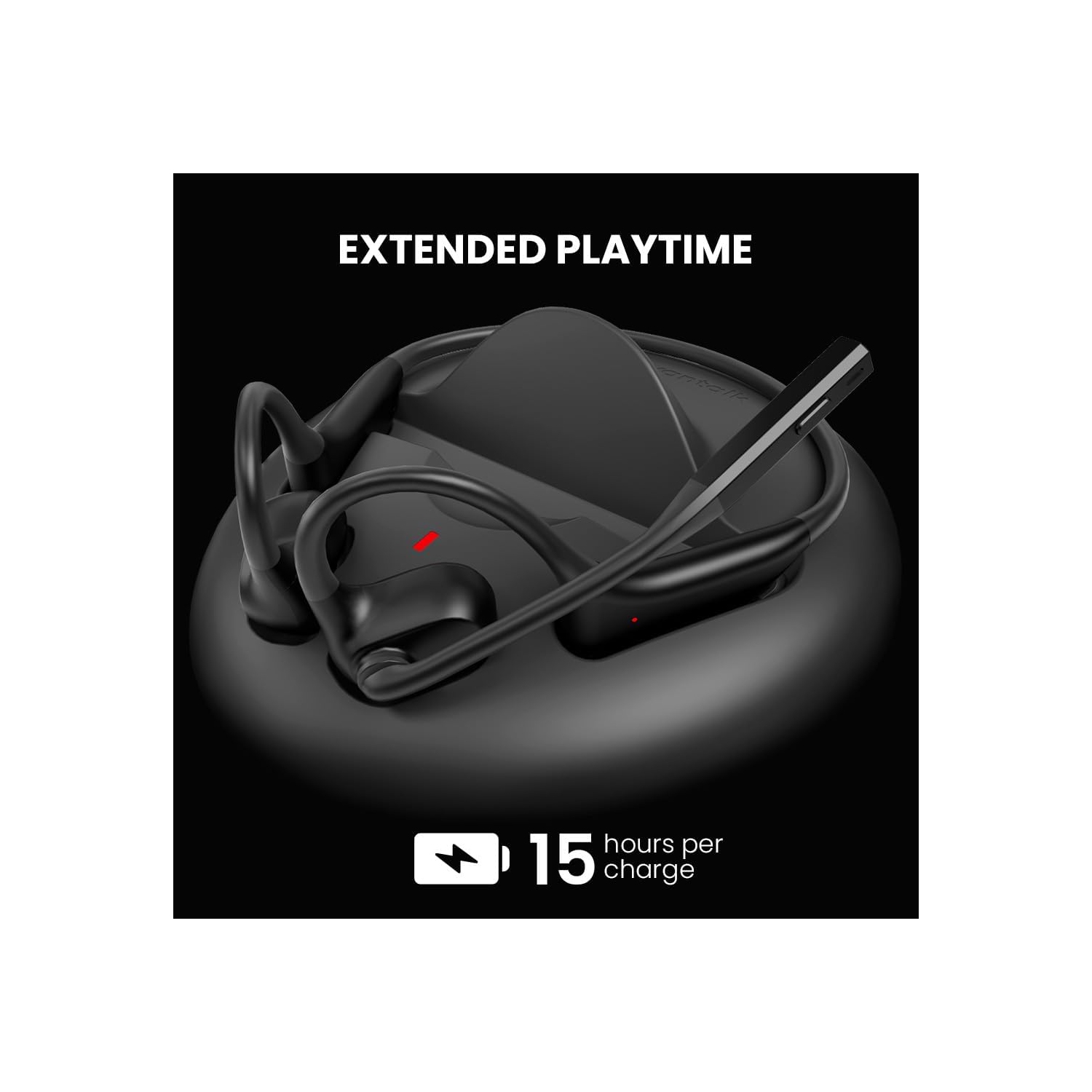 Écouteurs oreilles libres Bluetooth Lingo N21 d'Avantalk avec micro sur tige et station de recharge