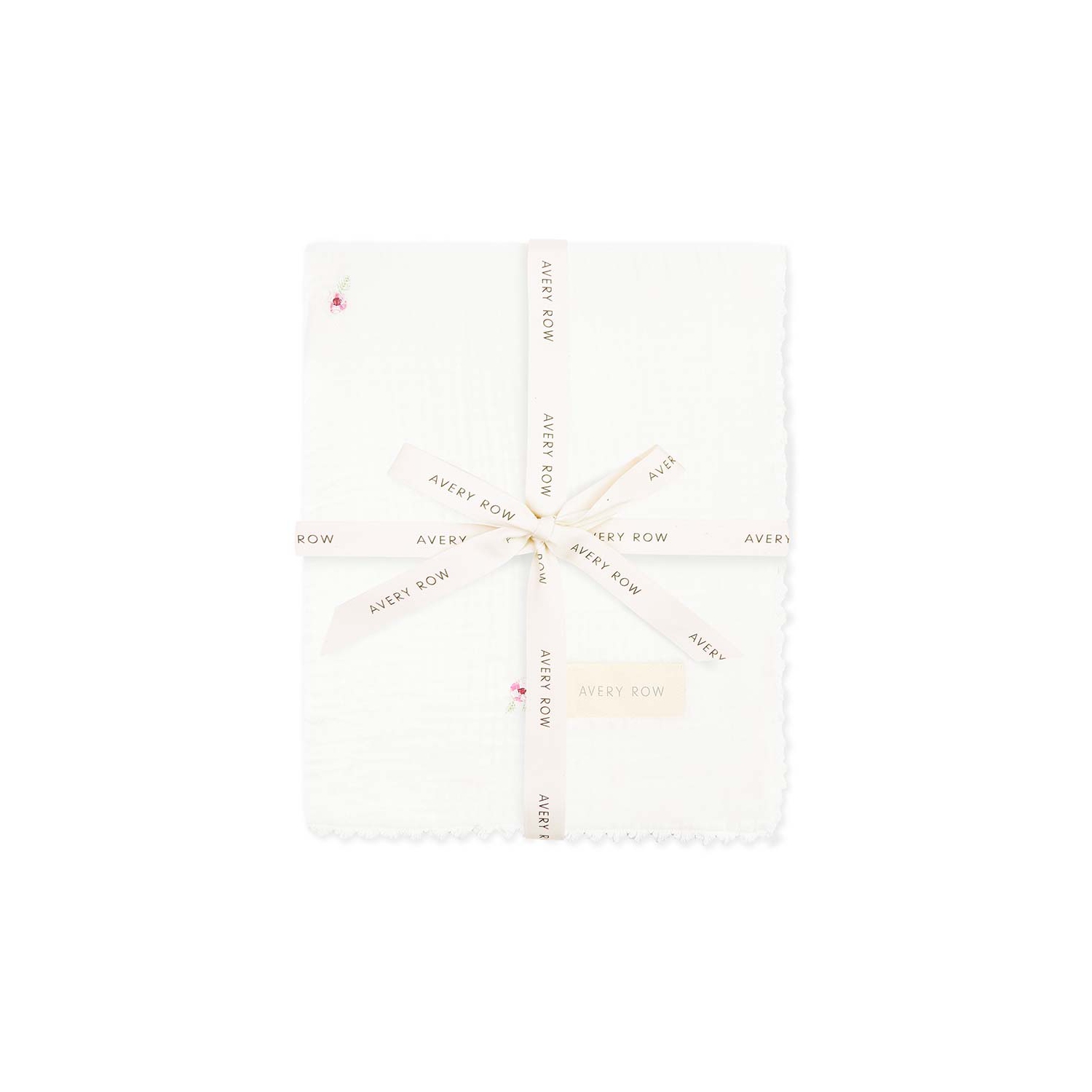 Avery Row - Embroidered Muslin blanket - Anemone